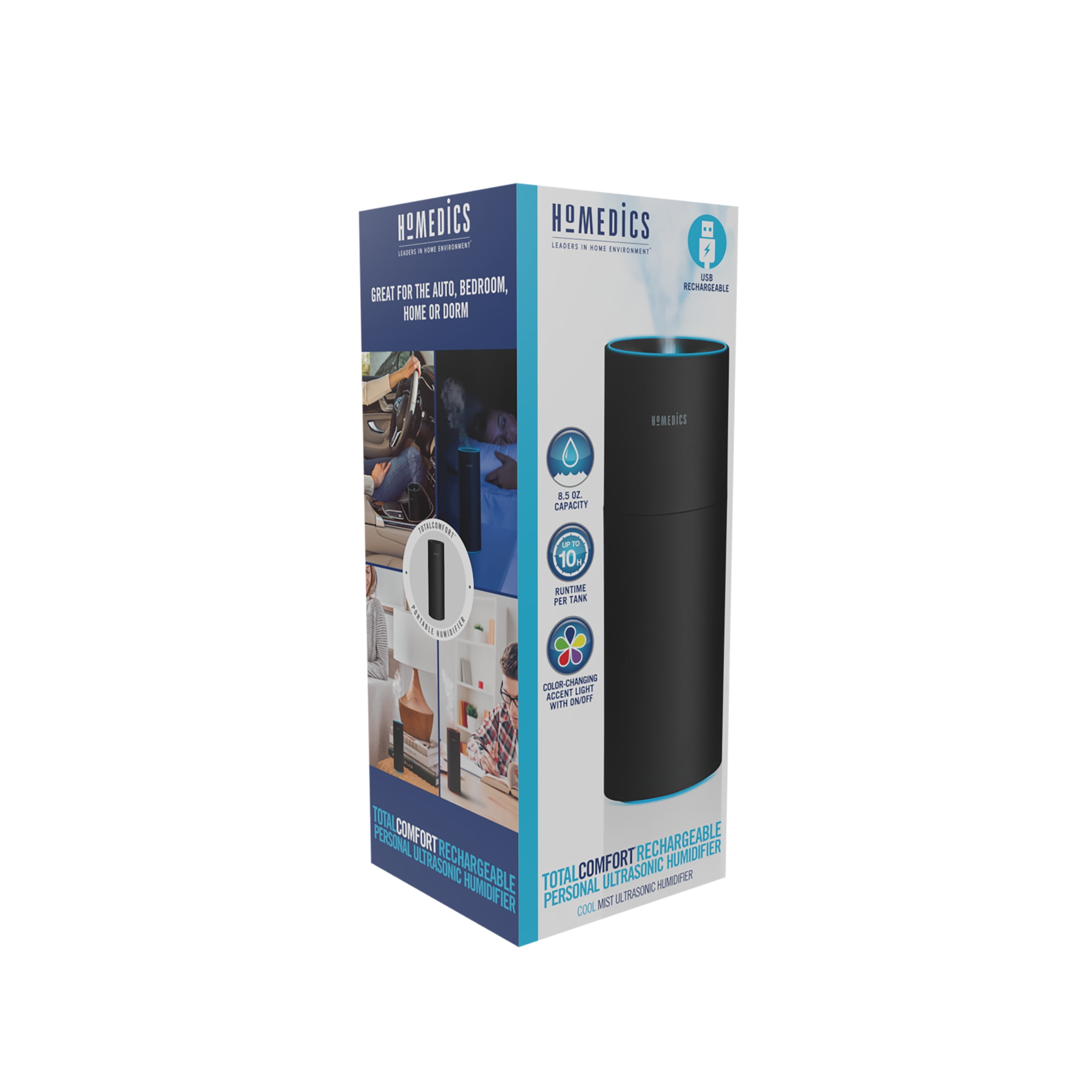 Homedics Portable Ultrasonic Humidifier, Cordless Desktop Cool Mist for Travel and Office (Black, 8.5 fl oz) 6rc2i