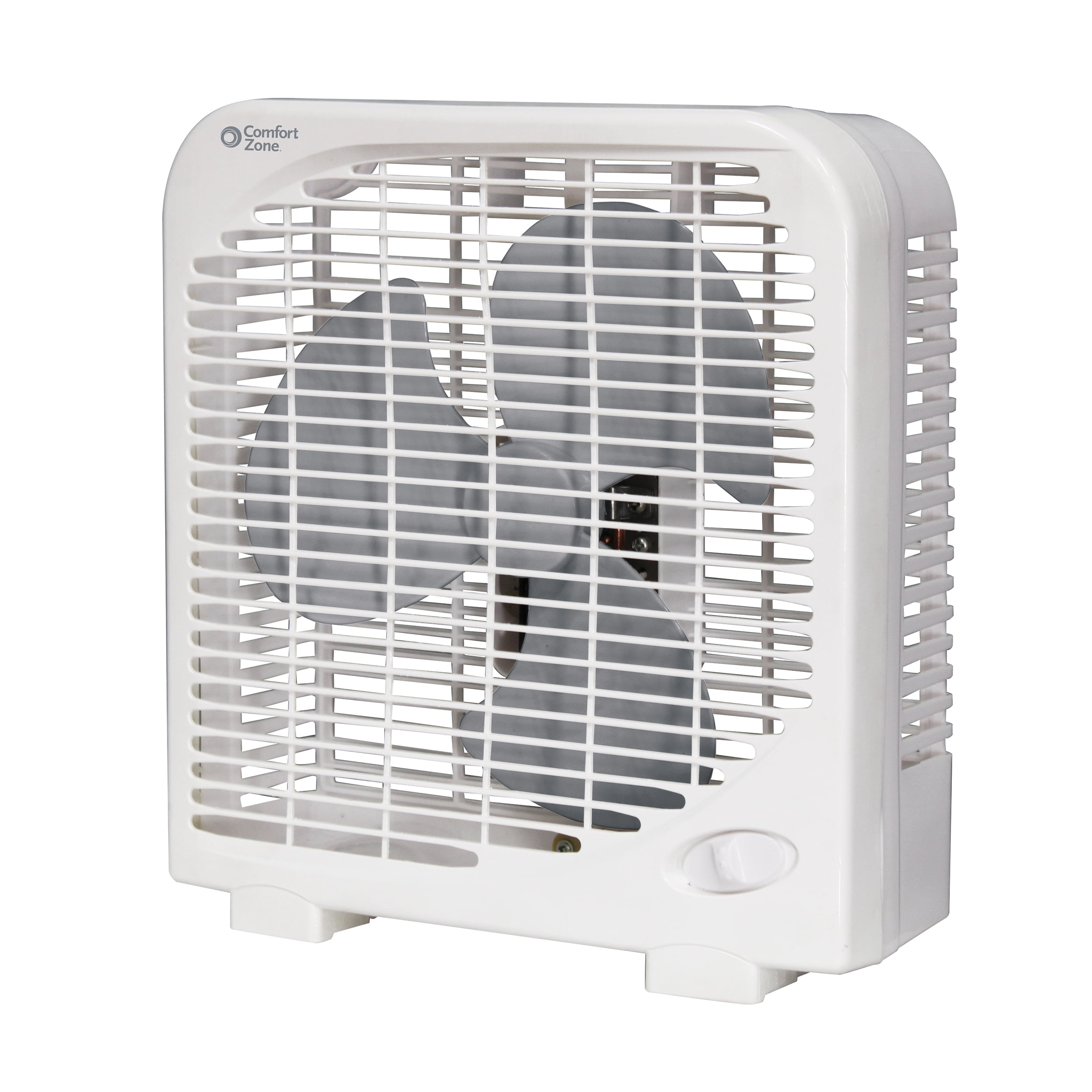 Comfort Zone 9 in Portable Box Fan, Quiet Personal Cooling (White, 9 in) ga9cr