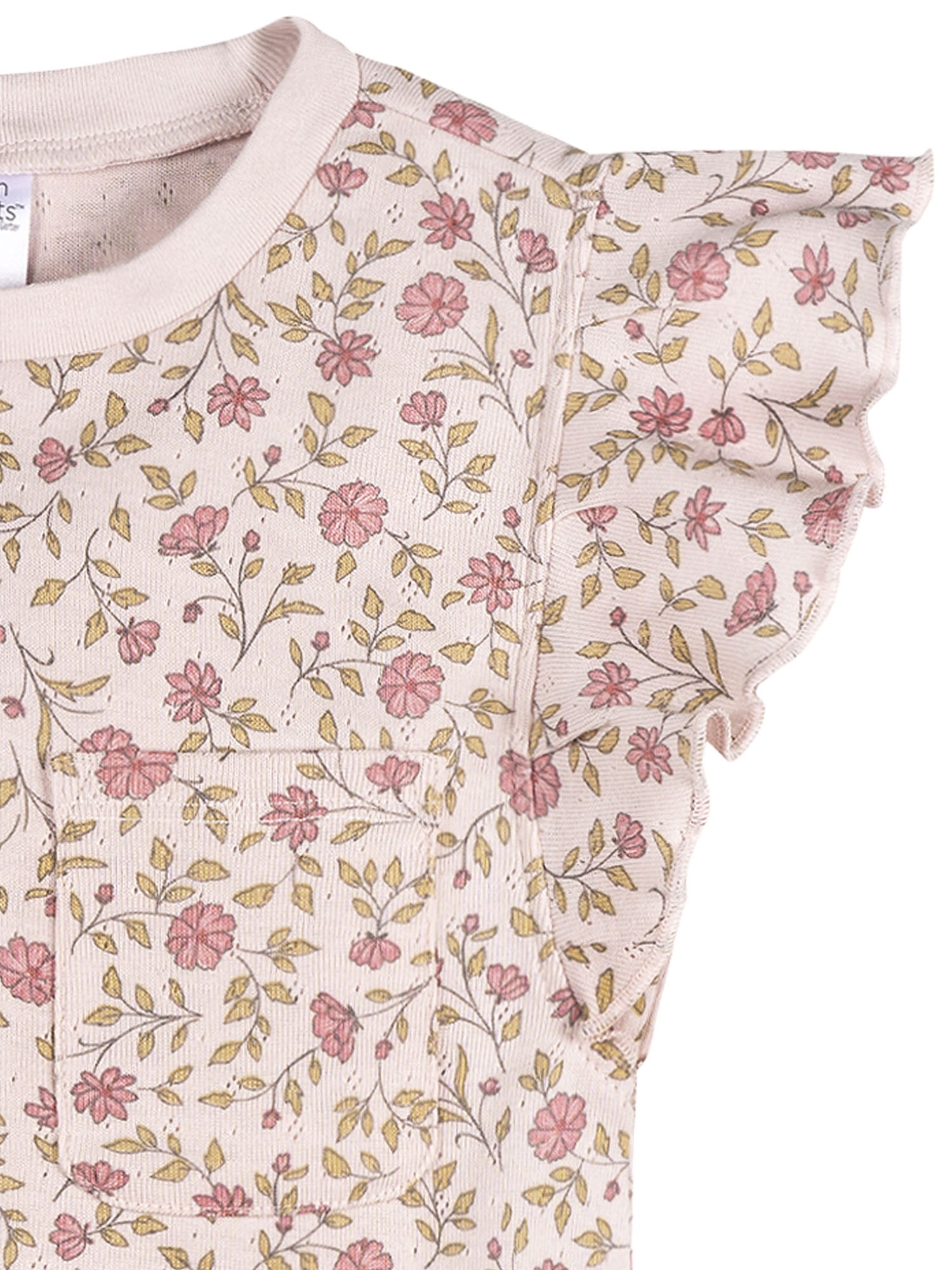 Modern Moments by Gerber Baby and Toddler Girl Organic Cotton Pleated Ruffle Sleeve Top (White, 5T) d7lk3