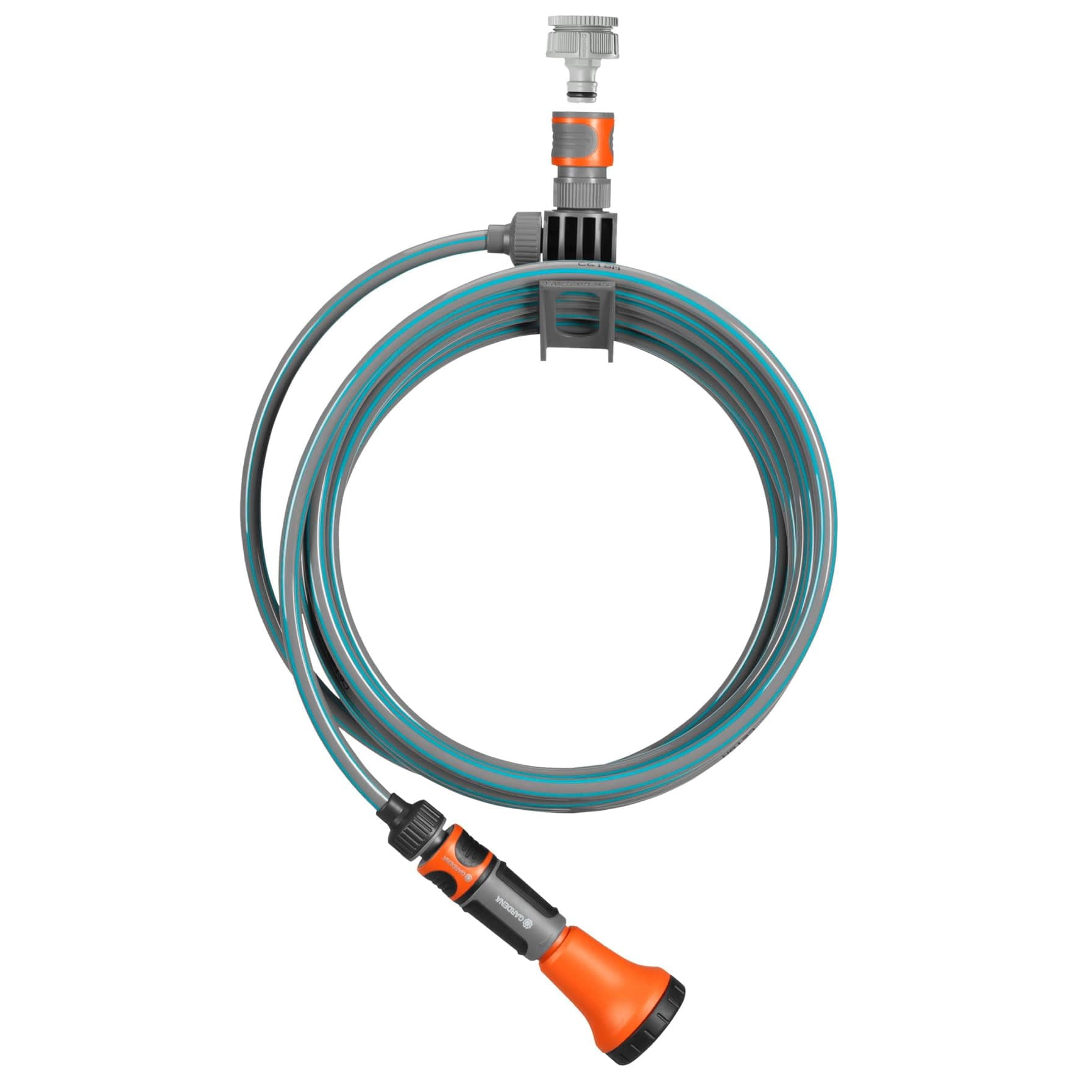 GARDENA Spiral Garden Hose with Integrated Holder (Grey, 24.6 ft) sblea