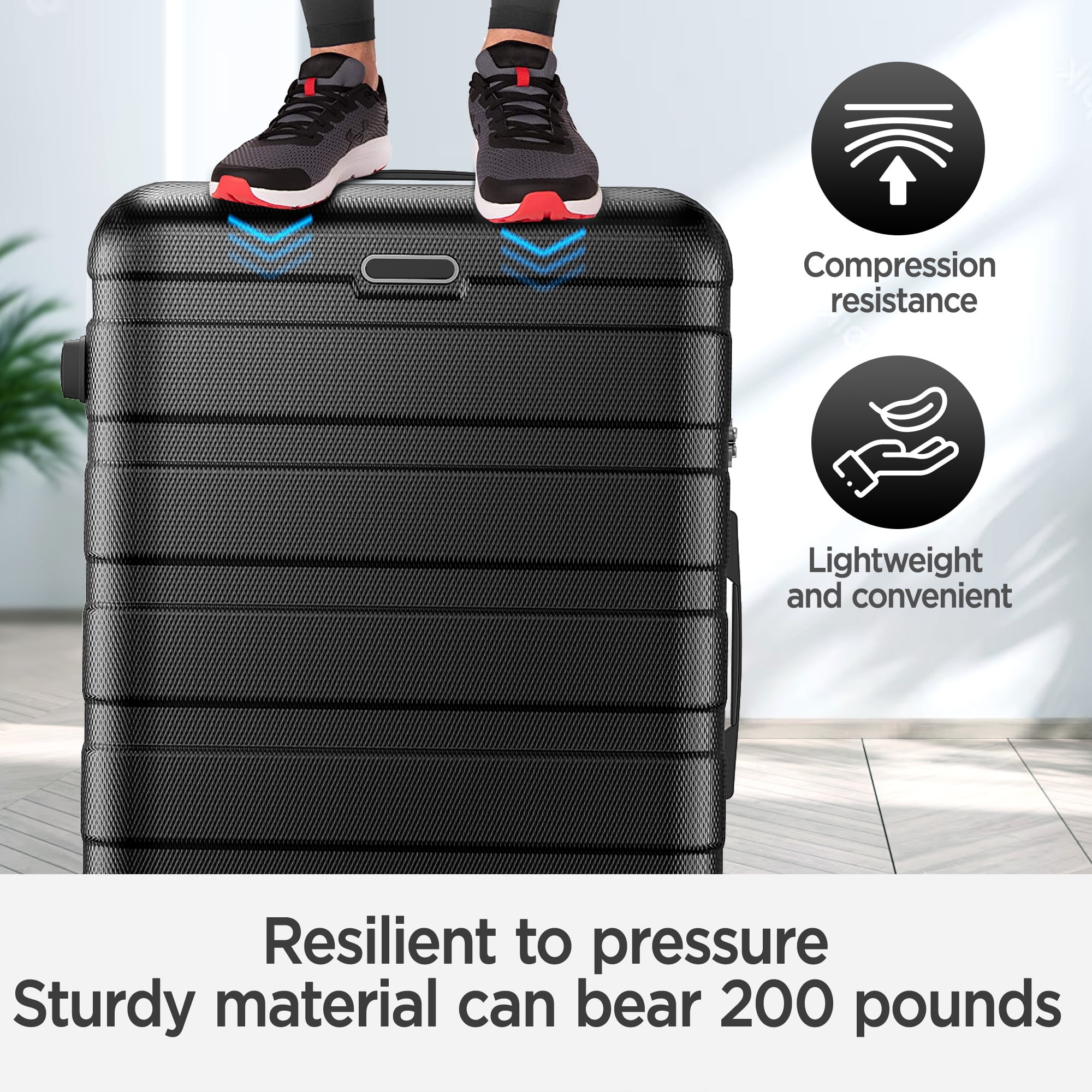 Campmoy Hardshell Luggage Set, Lightweight Spinner Suitcases with TSA Lock (Black, 11-Piece Set) 2tccq - Image 4