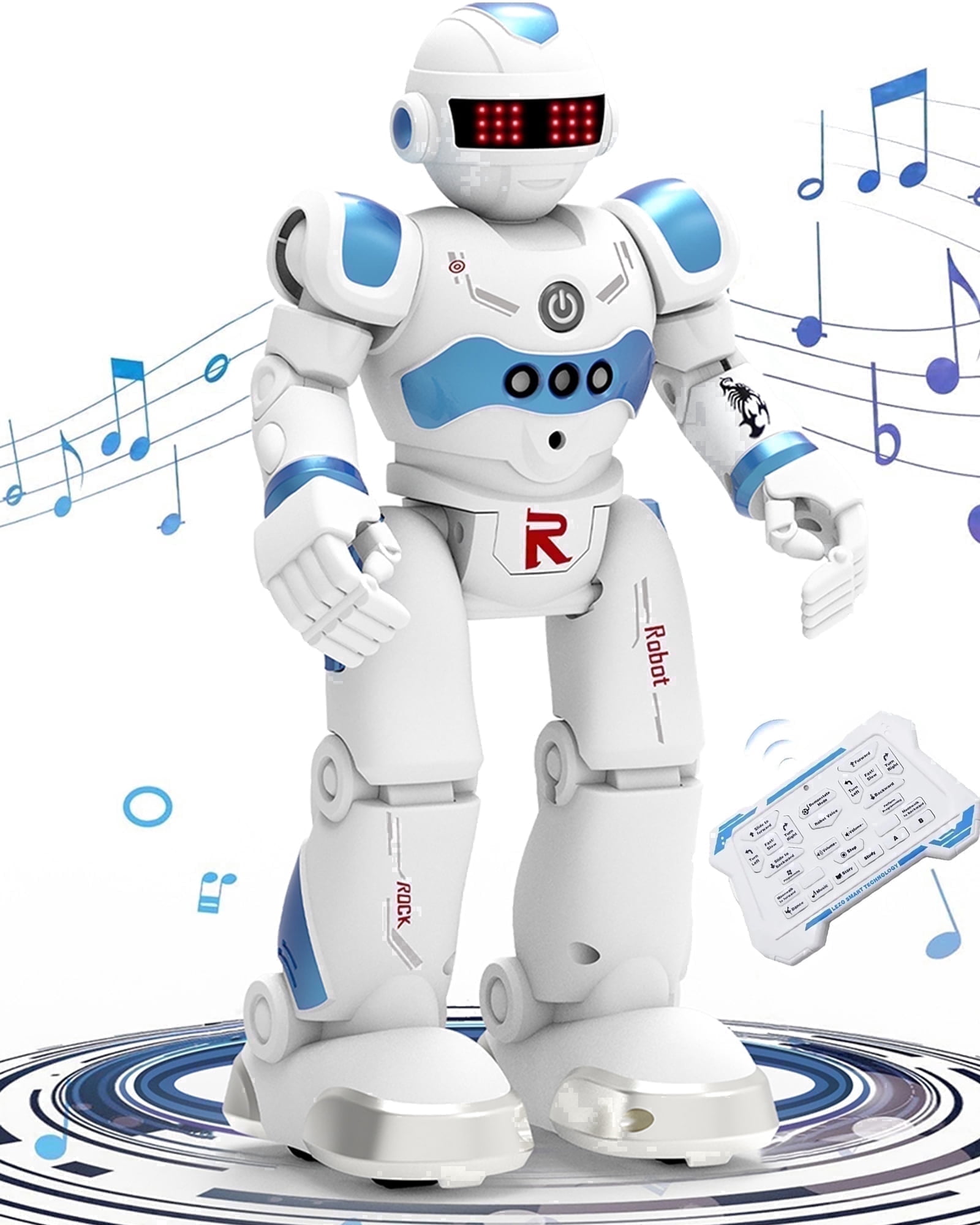 GMDISC RC Robot Toy, Gesture Sensing Programmable Interactive Smart Robot with Music and Dance (Blue) b4e5z