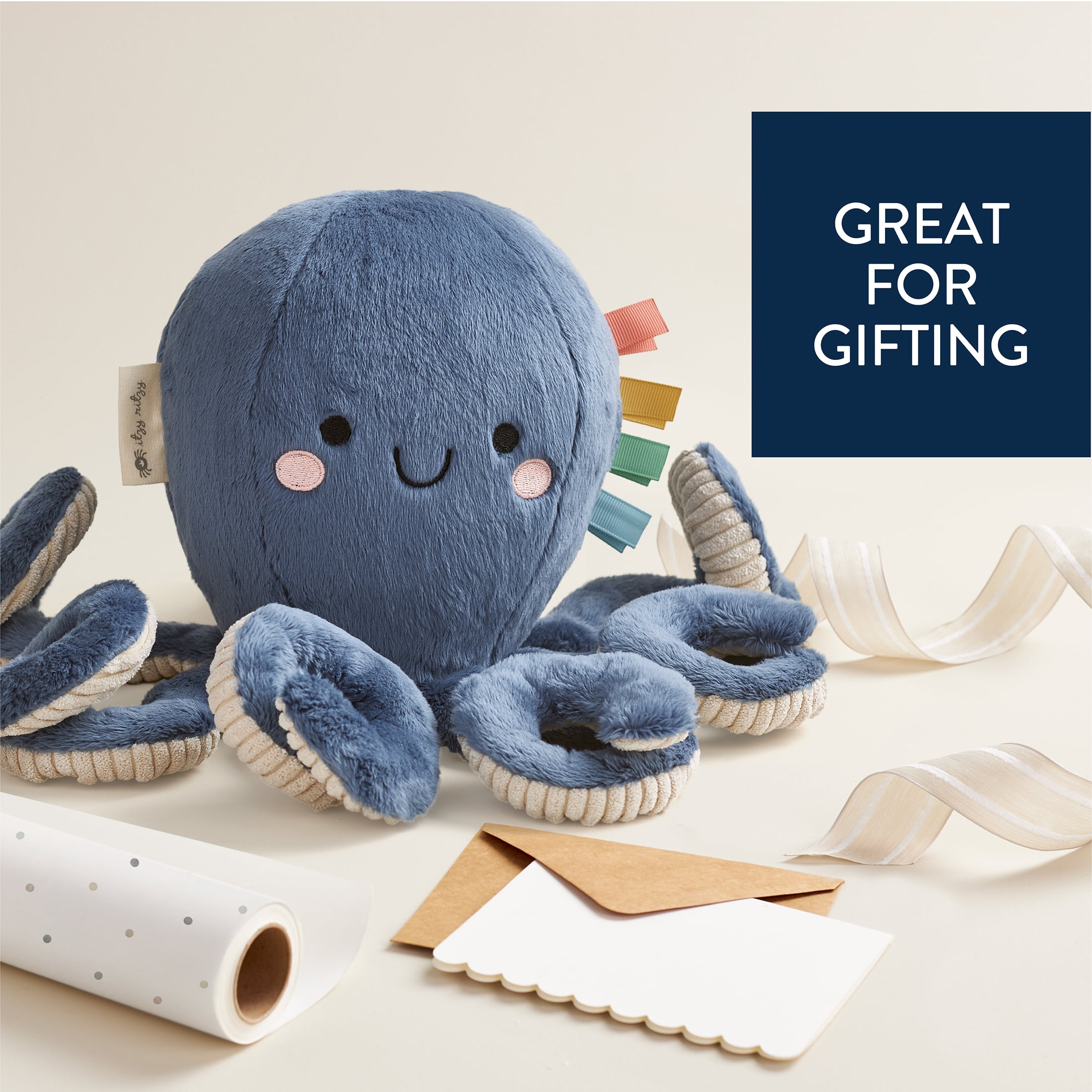 Itzy Ritzy Sweetie Snuggles Plush Octopus Sensory Toy (Blue, 10 in) j9f8u