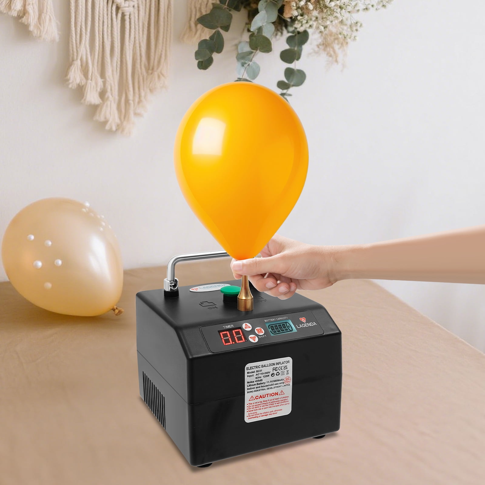 Lagenda Electric Balloon Pump Inflator (120W, Black, 6.3 x 5.9 x 5.1 in) oryf9