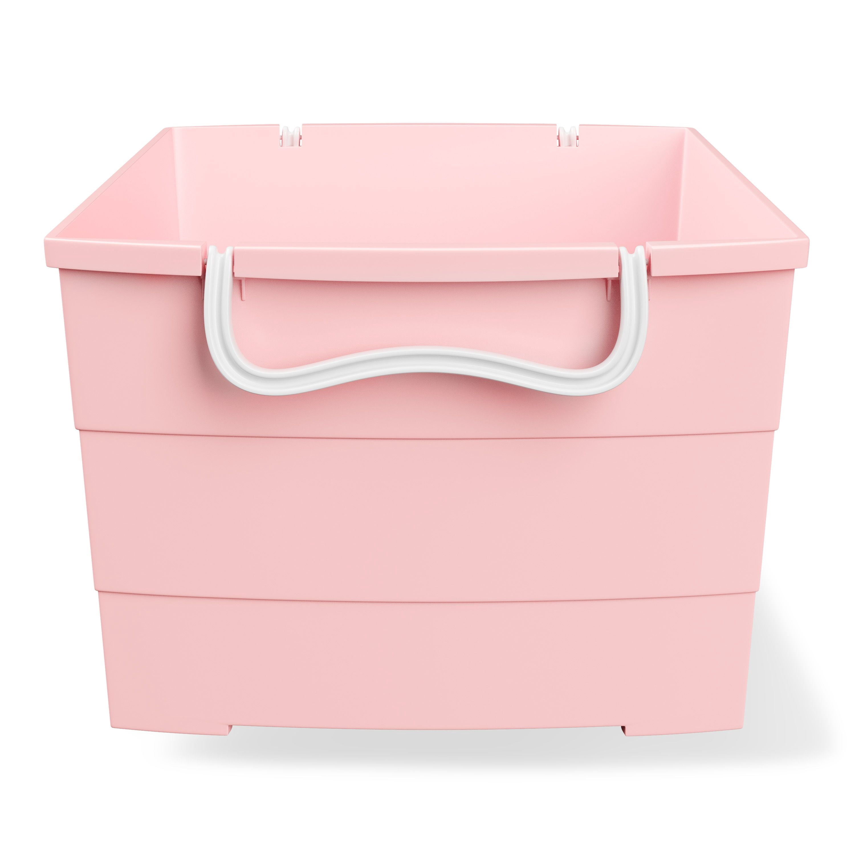 Mainstays Kids Large Rolling Toy Storage Basket with Handles (Pink, 16.25 in x 22 in x 11.25 in) a6j66