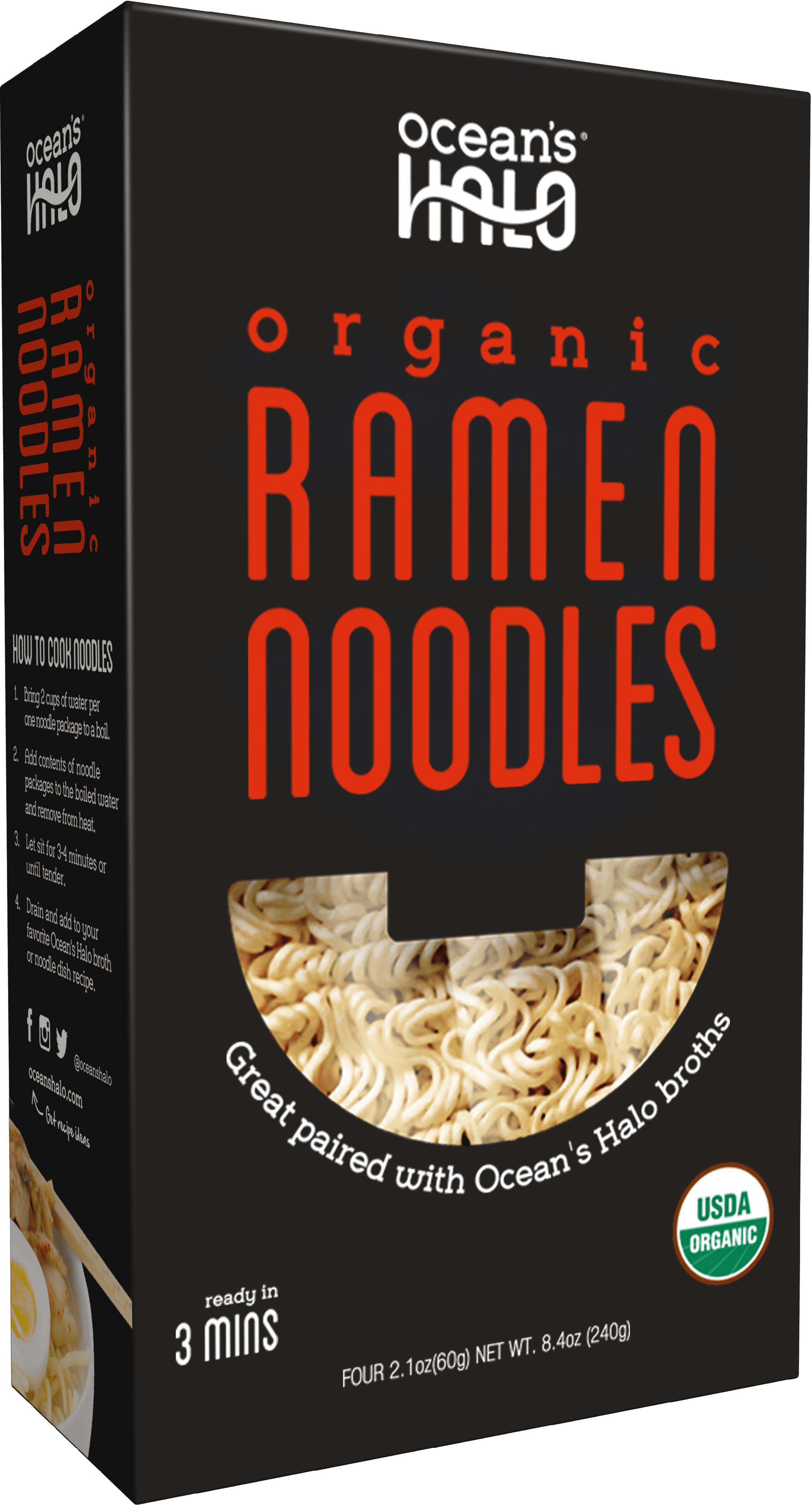 Ocean's Halo Organic Ramen Noodles, Vegan Plant-Based Pasta, Quick-Cook Pantry Staple (2 Pack, 8.4 oz) mtiio