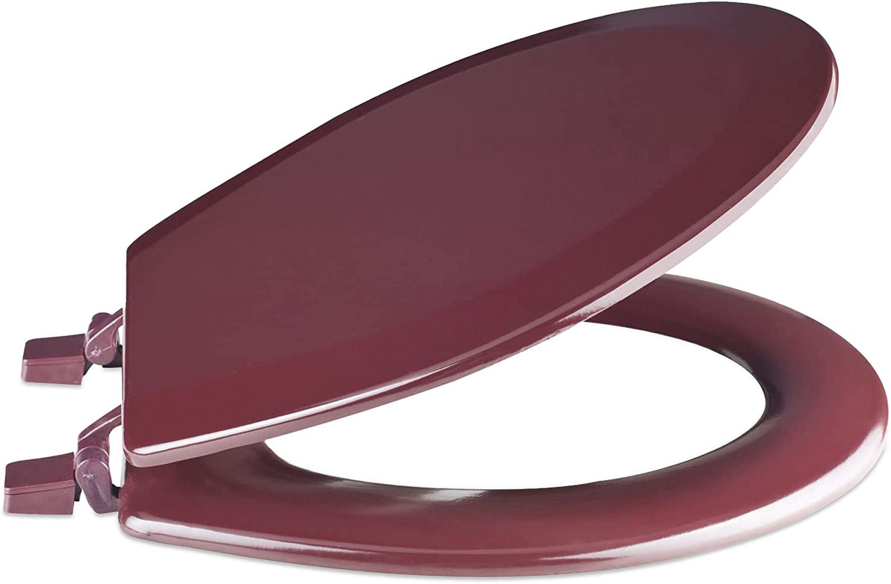 The Fantasia Collection Heavy Duty Wooden Toilet Seat with Non-Slip Bumpers (Burgundy, Standard Round) q44y3
