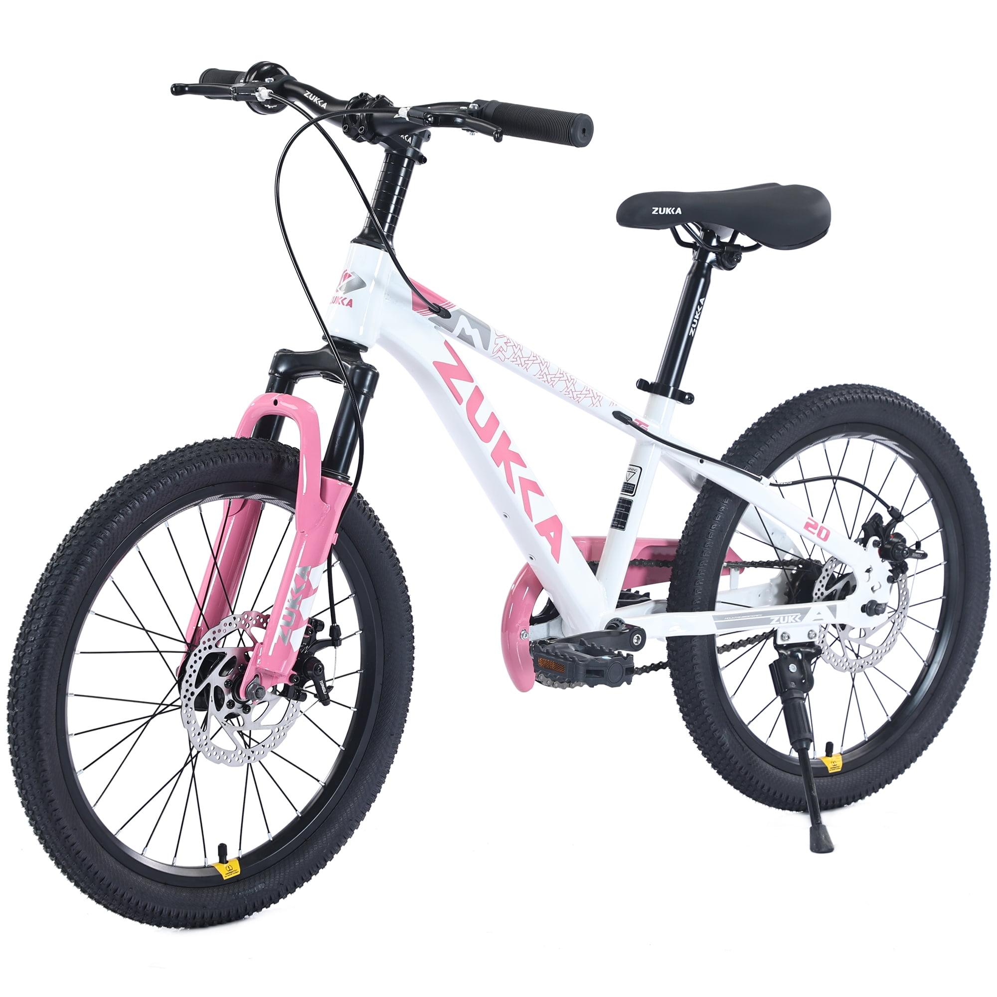 Harmie 20 Inch Mountain Bike Single Speed Steel Frame Commuter Bicycle (White and Pink, 20 in) 6tbpr