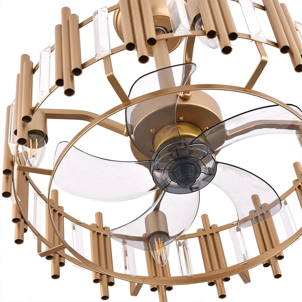 YI YIBYUS 20 in Ceiling Fan with Light, Indoor/Outdoor Flush Mount Fan, Remote Control (Gold, 20 in) 4y2nh