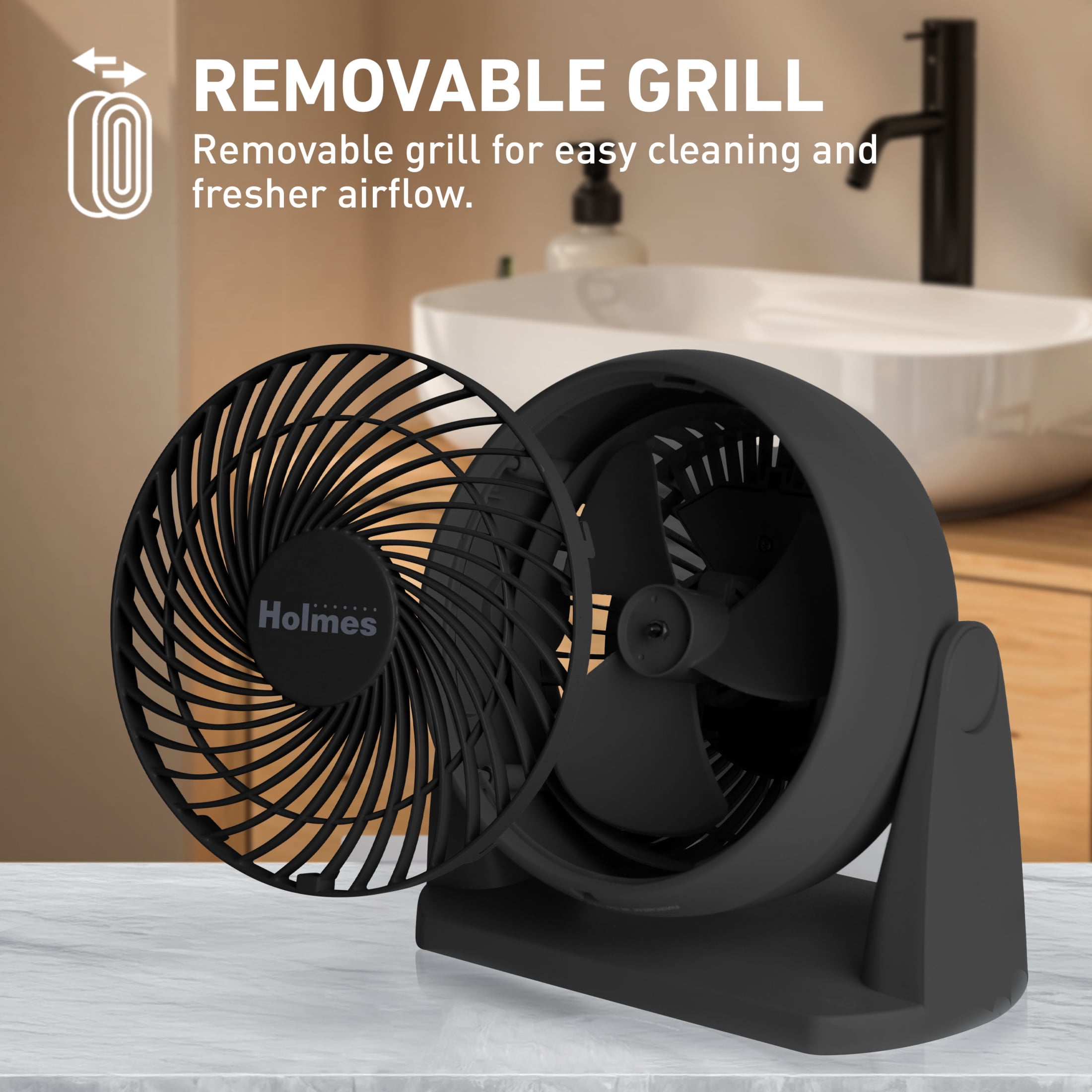 Holmes Blizzard 8 Inch Air Circulator Fan, High Velocity Table Desk Fan (Black, 8 in) lg28d