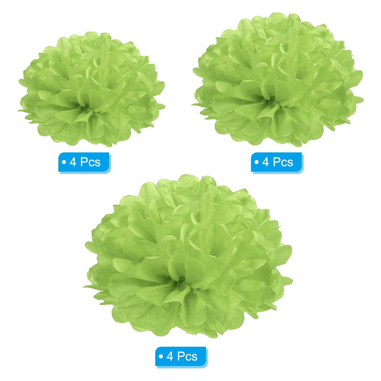 Uxcell Tissue Paper Pom Poms Flower Balls for Party Backdrop Decoration (Lime Green, 12 Pack) r2vpg