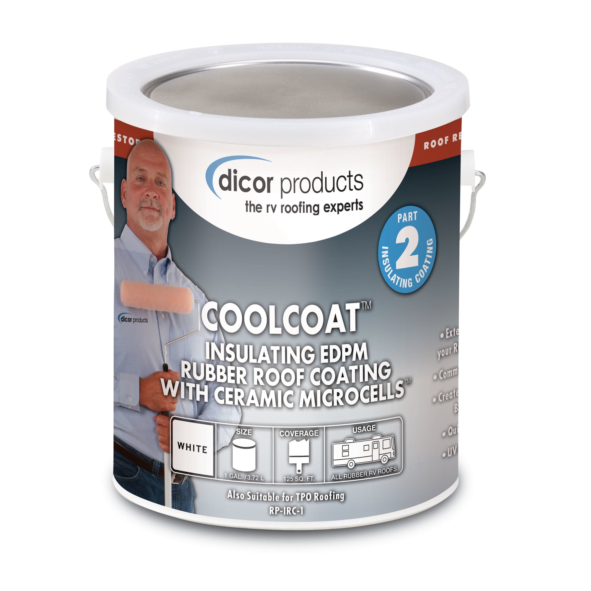 Dicor Coolcoat Insulating EPDM Roof Coating (White, 128 fl oz) x1dem