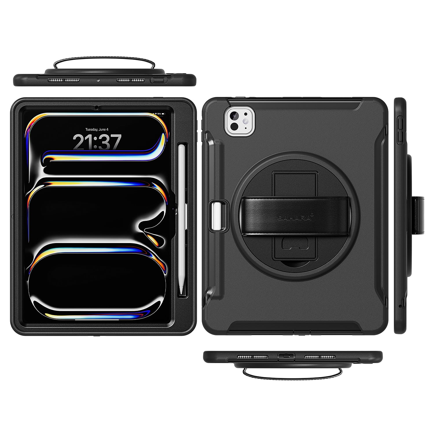 SaharaCase Raider Heavy Duty Protective Tablet Case with Hand Strap and Kickstand for iPad Pro 11 in (M4 2024/M5 2025) (Scorpion Black) 5v874