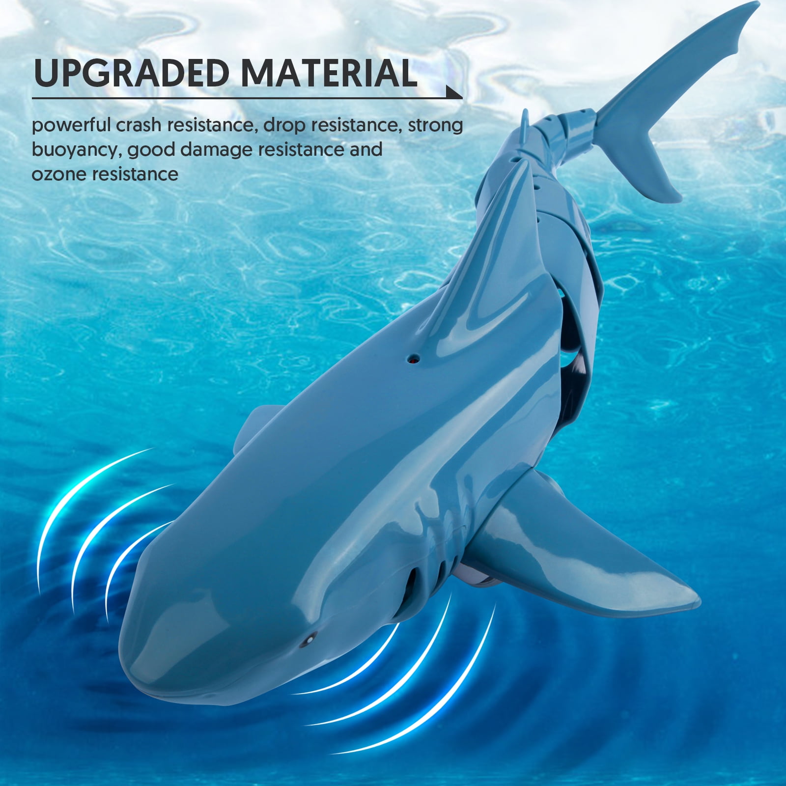 UUGEE Remote Control Shark Toy, Realistic Swimming RC Boat for Pool and Bathtub (Blue, 13.78 in x 5.51 in) 4jjd0
