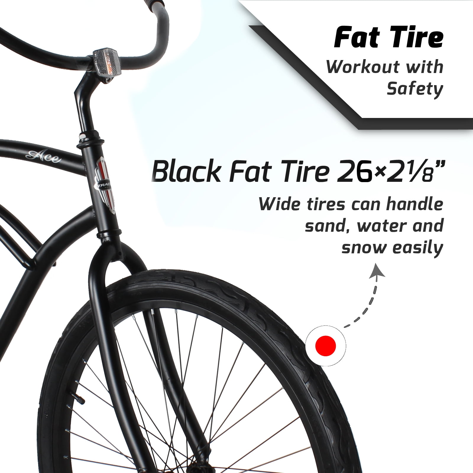 Tracer Products ACE Men’s Cruiser Bike, Classic Steel Frame, Coaster Brake (Black, 26 in) lltxk