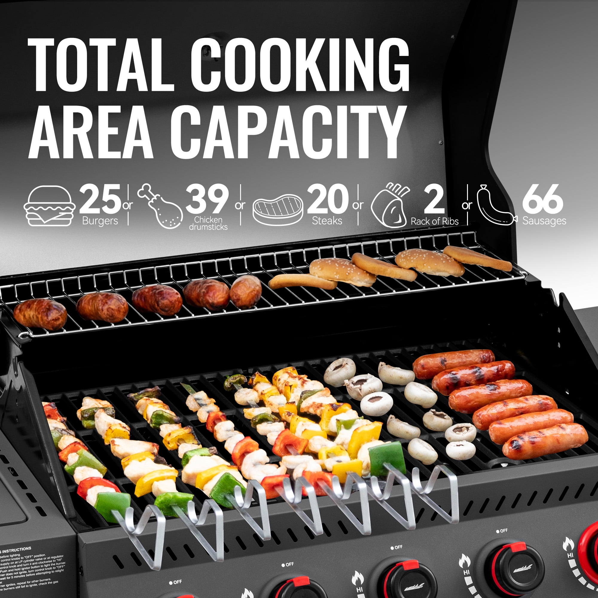 Royal Gourmet GA5407H 5-Burner Gas Grill with Sear Burner and Side Burner (Black, 645 sq in) n75si