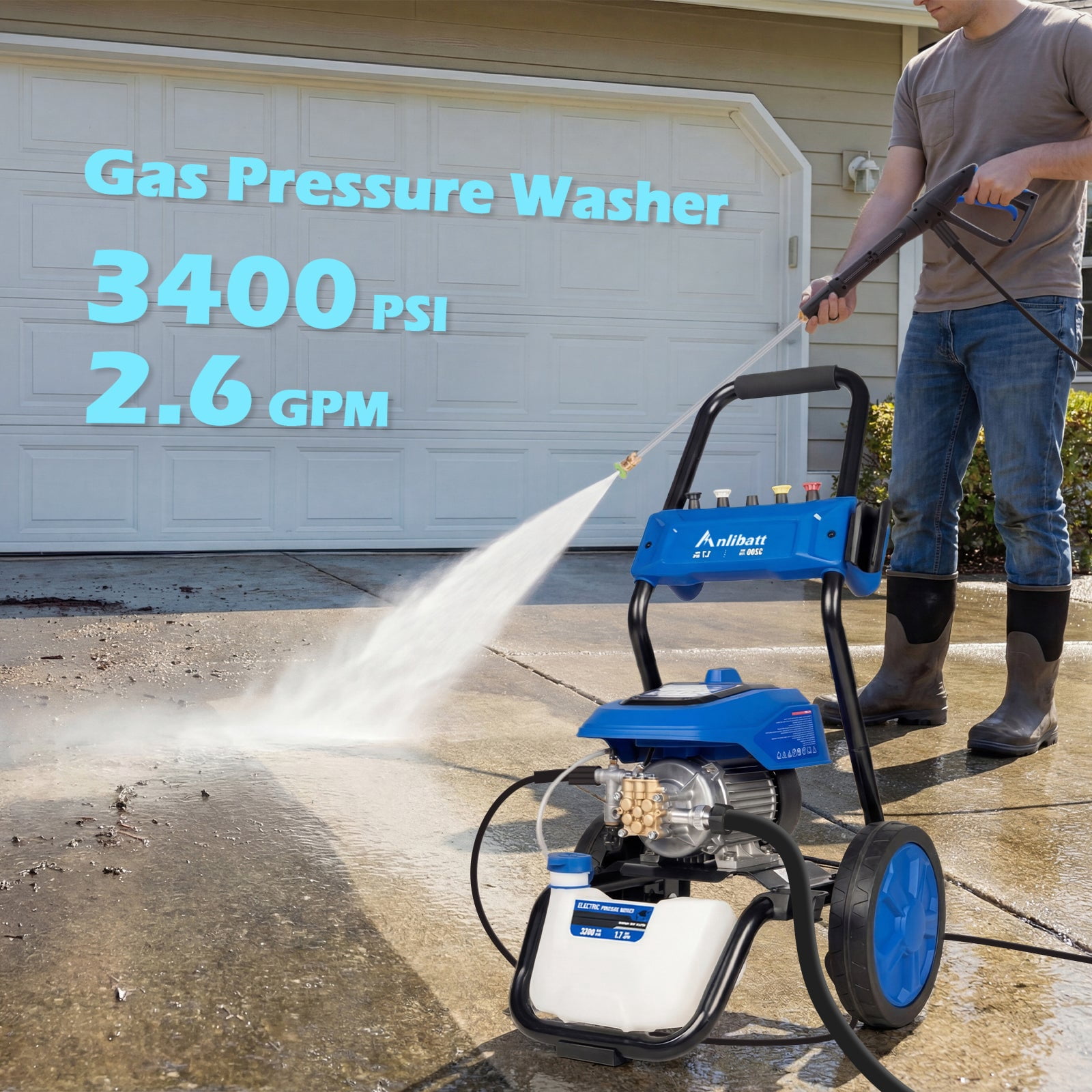 ANLIBATT 3200 PSI Electric Power Pressure Washer with Brushless Motor (1.7 GPM, 25 ft Hose) j2m81