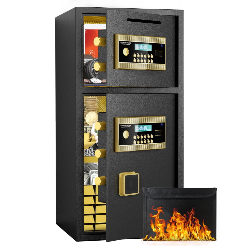 Generic Digital Security Safe Double-Door Heavy-Duty Steel Lockbox with Fireproof Bag (Black, 6.0 cu ft) lxg05