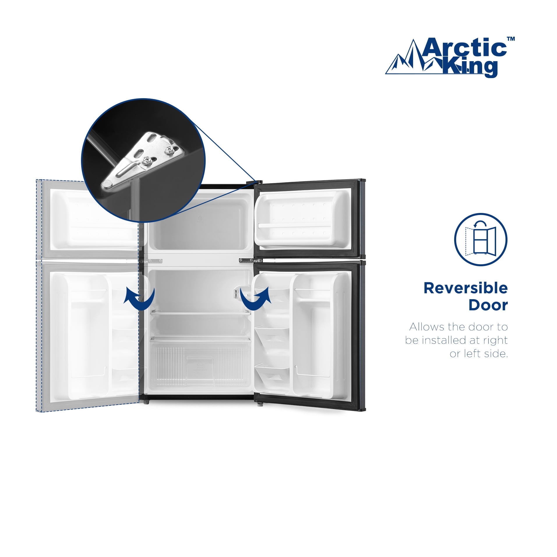 Arctic King 3.2 Cu Ft Two Door Mini Fridge with Freezer (Silver, 3.2 cu ft) d4hf4