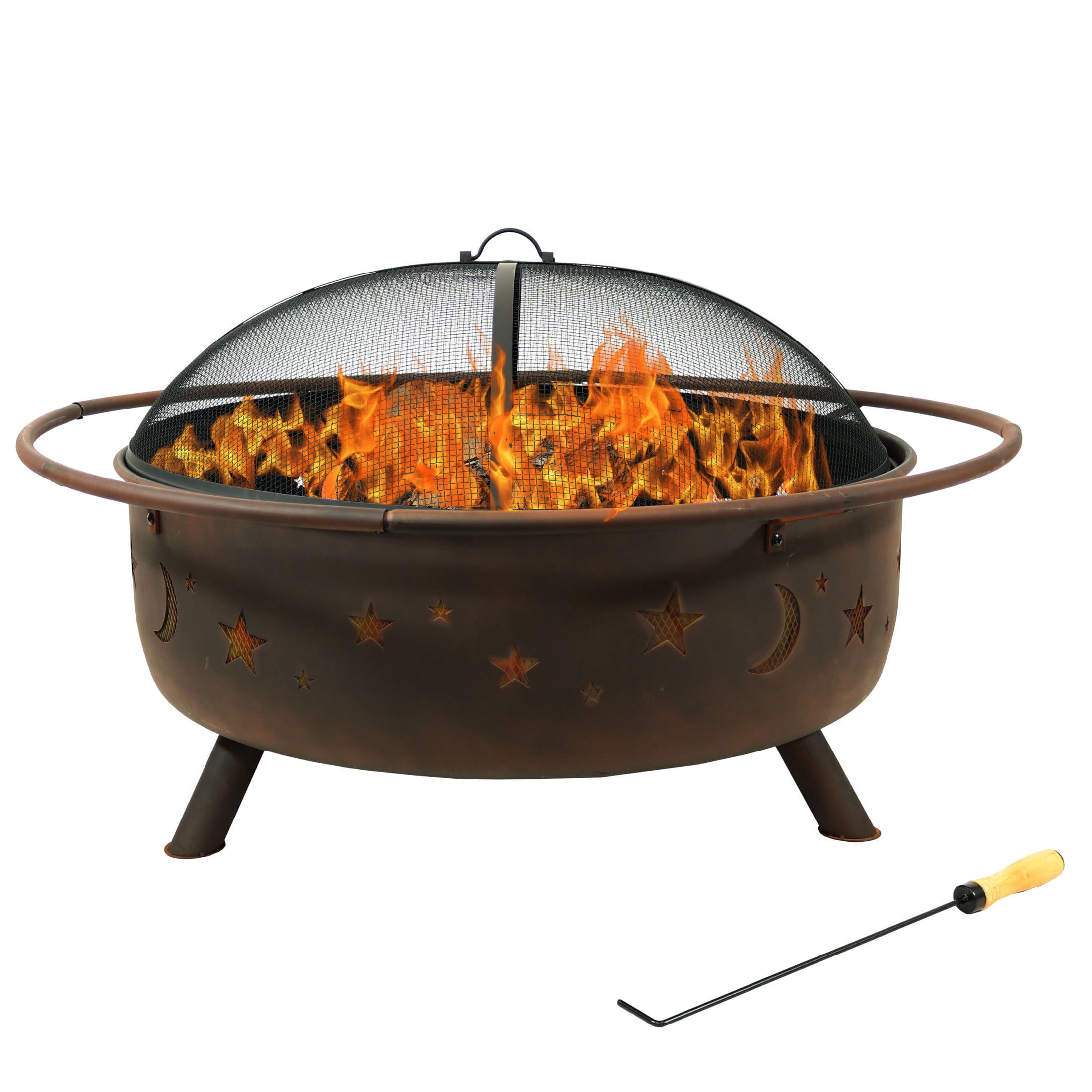 Sunnydaze Decor Cosmic Outdoor Fire Pit Wood Burning Patio Backyard Fireplace (Celestial Design, 42 in) 6ug0v