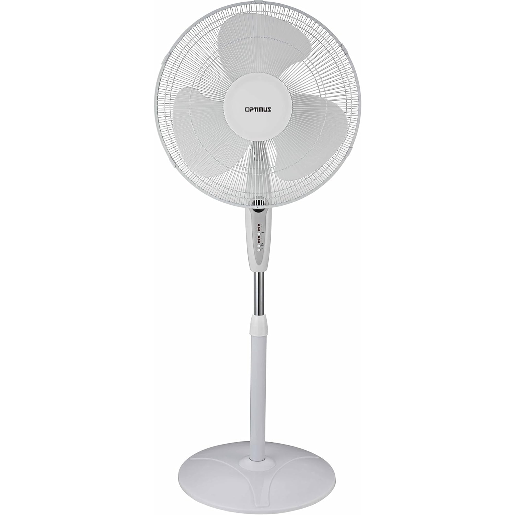 Optimus 16 in Oscillating Stand Fan with Remote Control (White, 16 in) 69opb