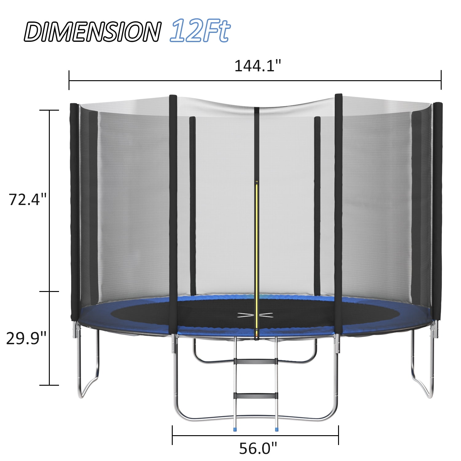 Lacoo 12 FT Outdoor Recreational Trampoline with Safety Enclosure (Blue, 12 ft) cfa6m