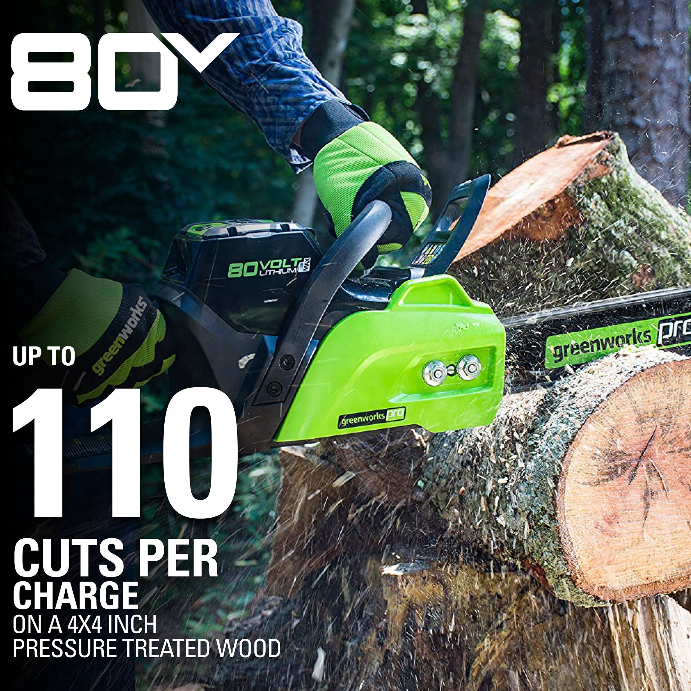 Greenworks Pro 80V 16-inch Cordless Brushless Chainsaw (Black, 16 in) psf3f