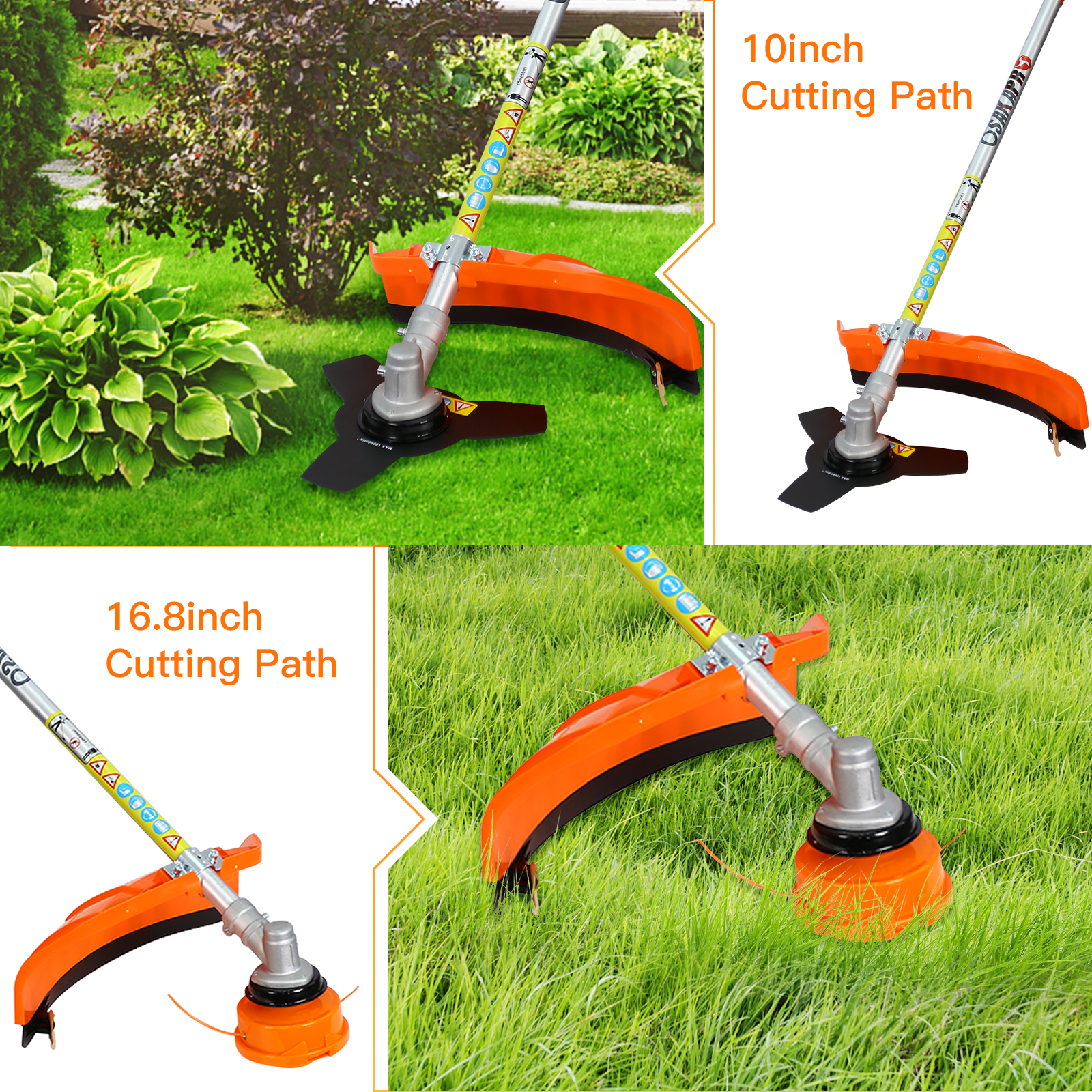 Syngar 4-in-1 Gas Grass Trimmer and Brush Cutter Multi-Tool with Pole Saw and Hedge Trimmer (Orange, 33cc) qhwwv