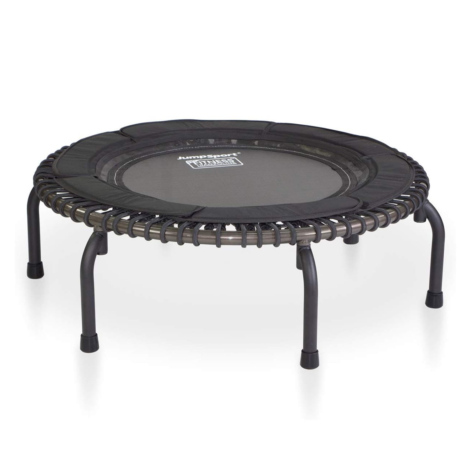 JumpSport 370 PRO Indoor Fitness Trampoline with Adjustable Handle Bar (Black, 39 in) hq6eu