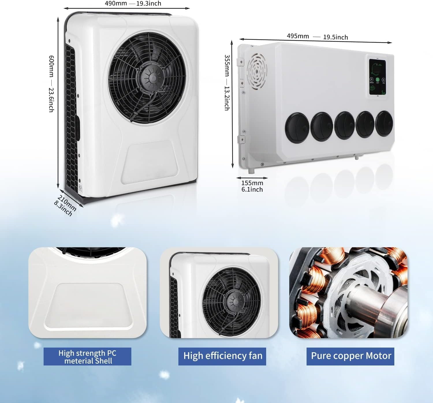 Aspligo 12V DC Electric Split Air Conditioner for RV Truck Camper Van (10500 BTU) 9zxez