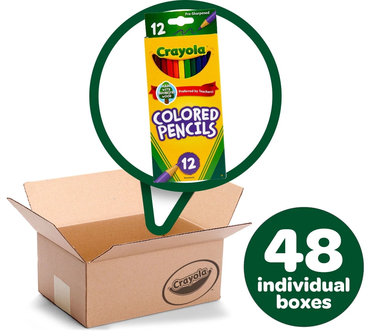 Crayola Colored Pencils, Pre-sharpened Drawing Art Supplies, Assorted Colors (48 Packs, 12 Count Each) sz9if