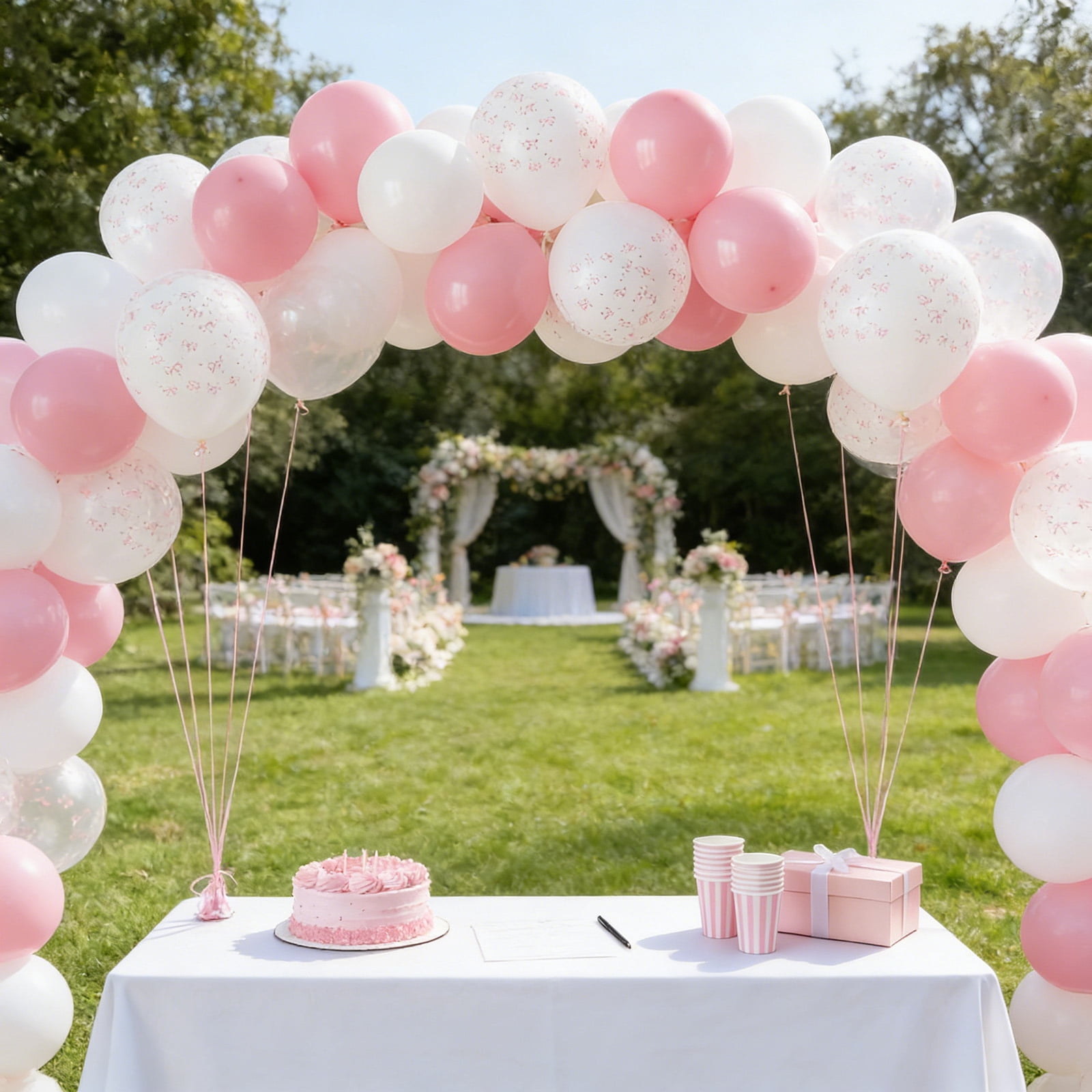 SMF Pink Bow Balloons Party Decoration Set (Pastel Pink, 35-Piece Pack) k7gzk