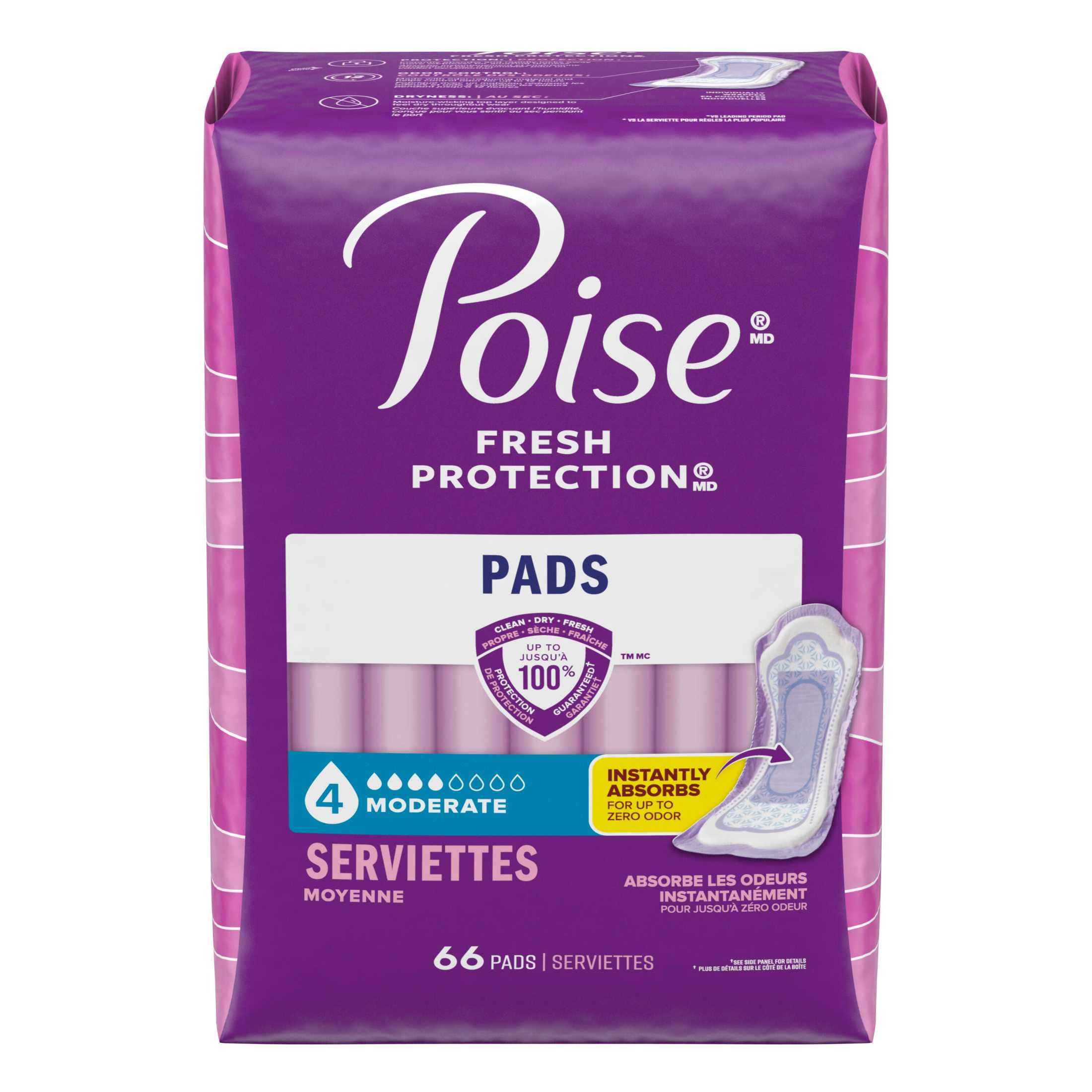 Poise Incontinence Pads for Women, Moderate Absorbency, Regular Length (66 Count) cwin9