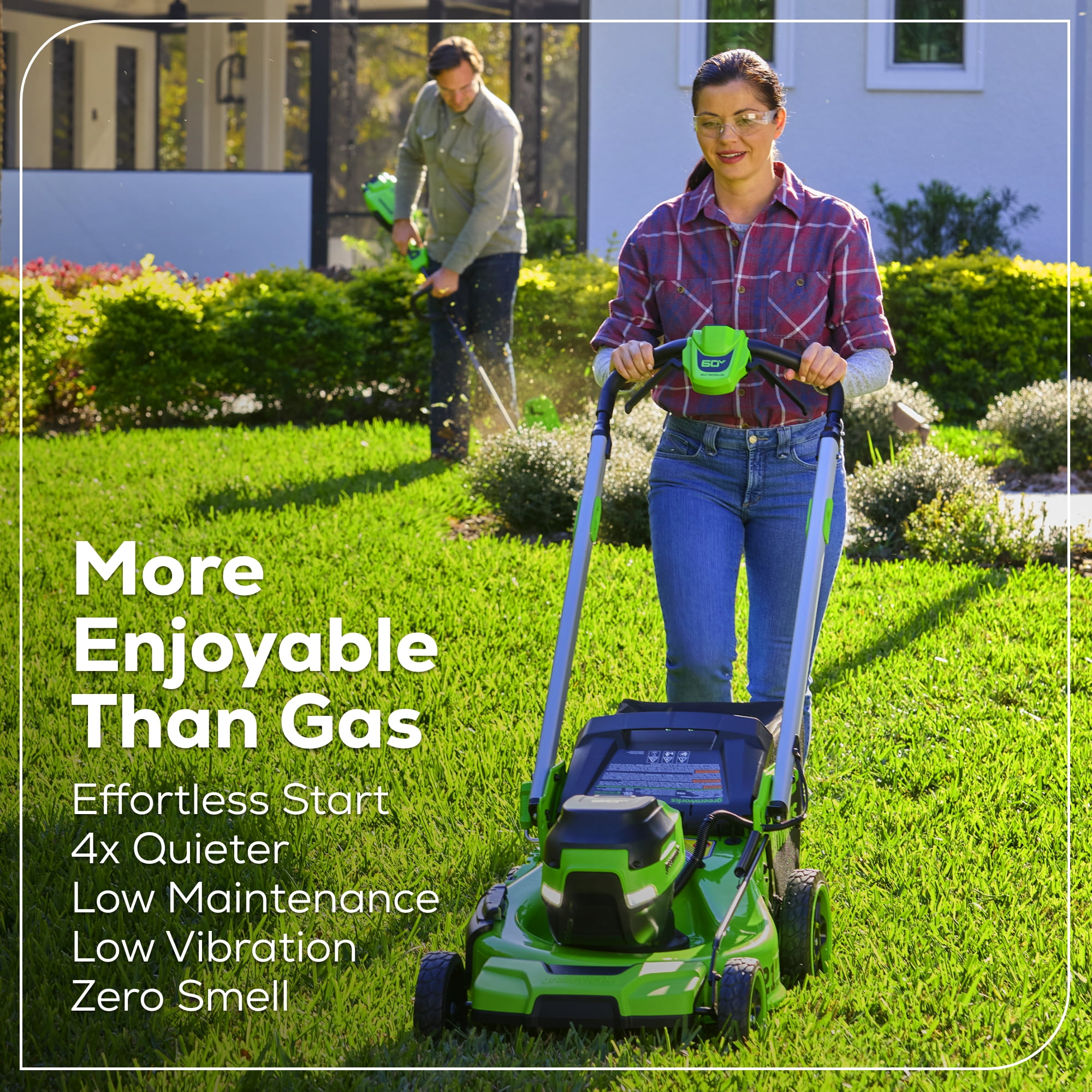 Greenworks 60V 21 in Self-Propelled Lawn Mower with (2) 5.0 Ah Batteries and Rapid Charger (Green, 21 in) hnp67