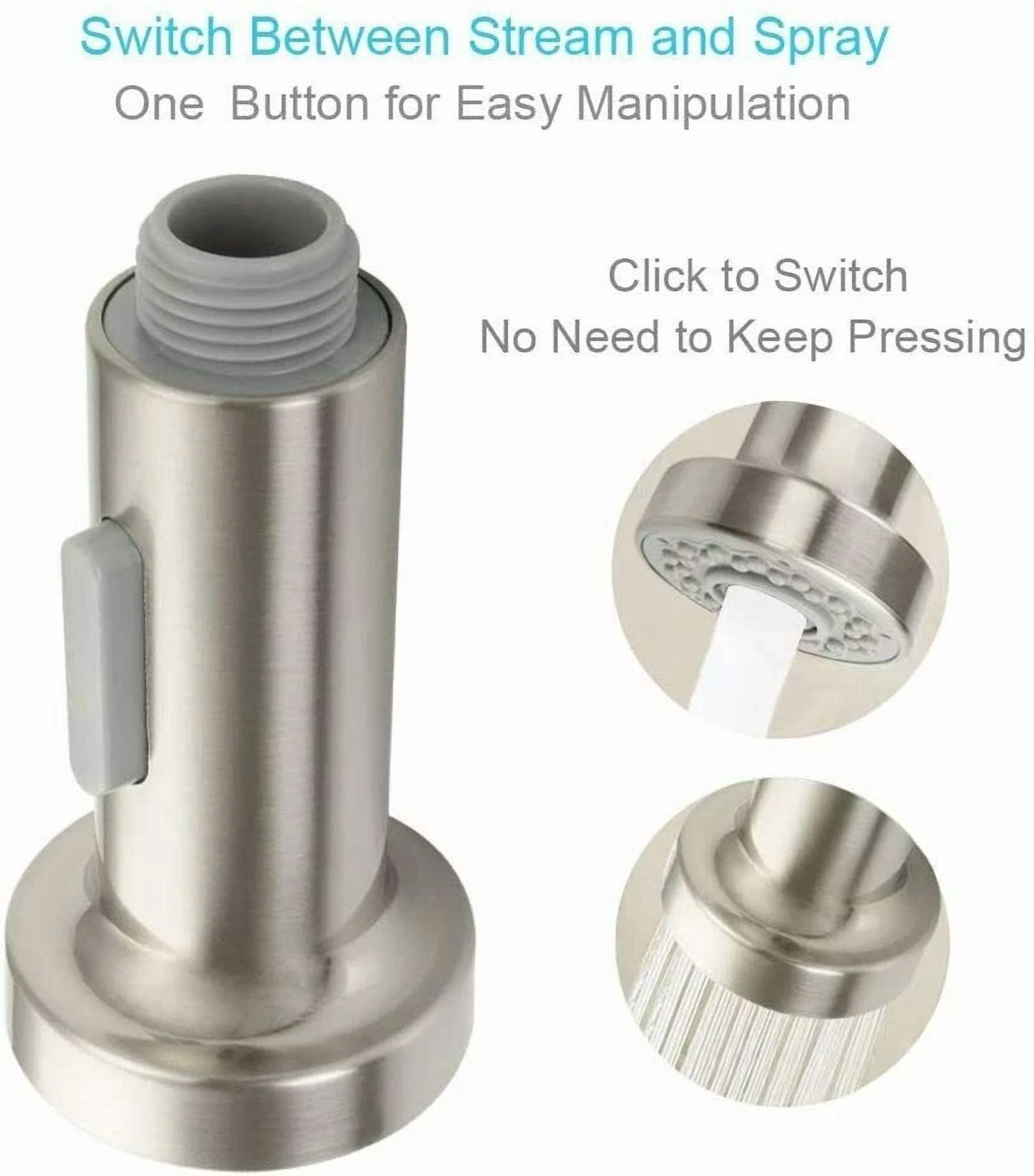 VAULT Pull-Out Kitchen Sink Faucet Sprayer Head Replacement (Brushed Nickel, G1/2 Connection) 4sv93