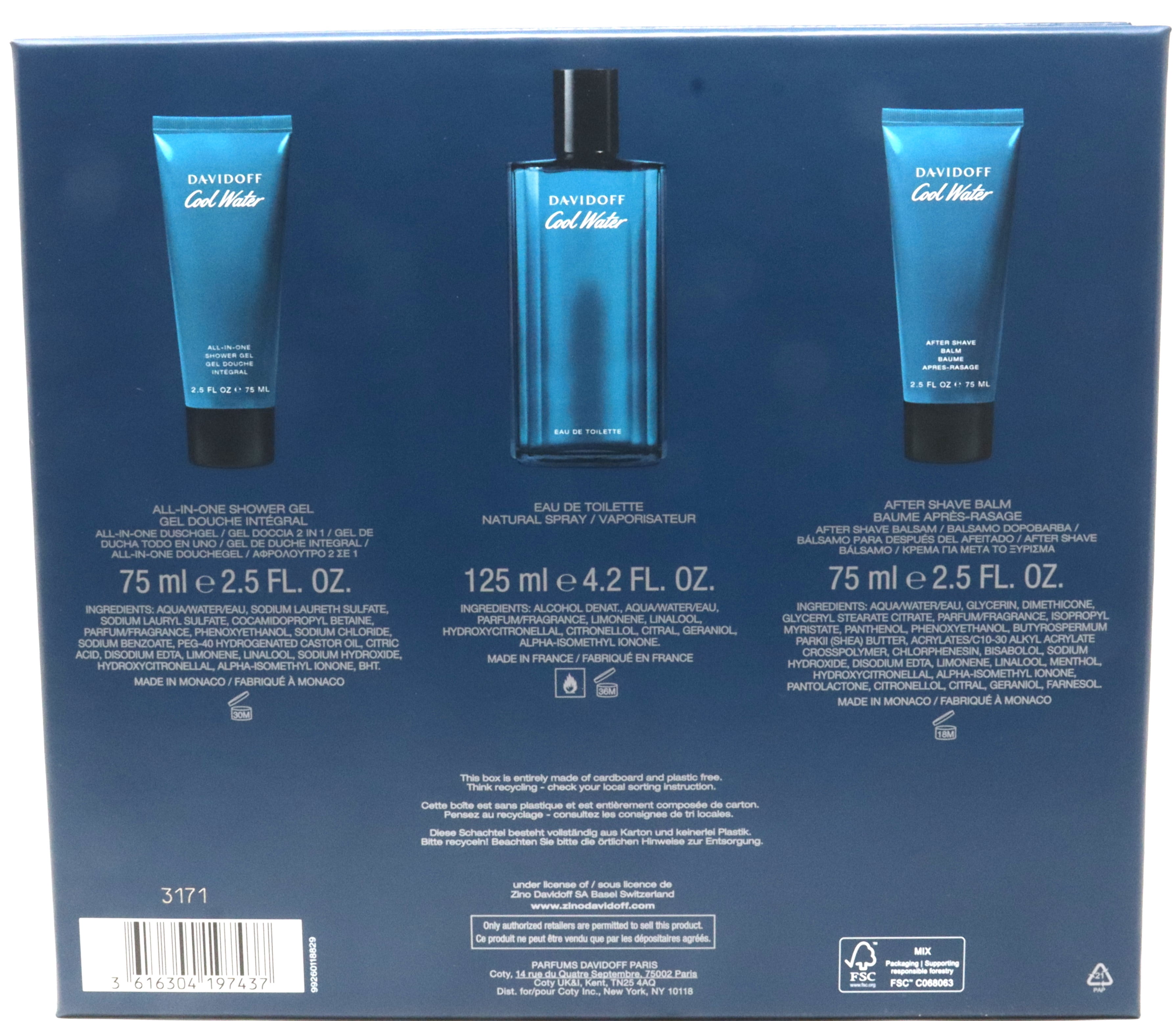 Davidoff Cool Water Men's Fragrance Gift Set (3 Piece Set) 59jfr