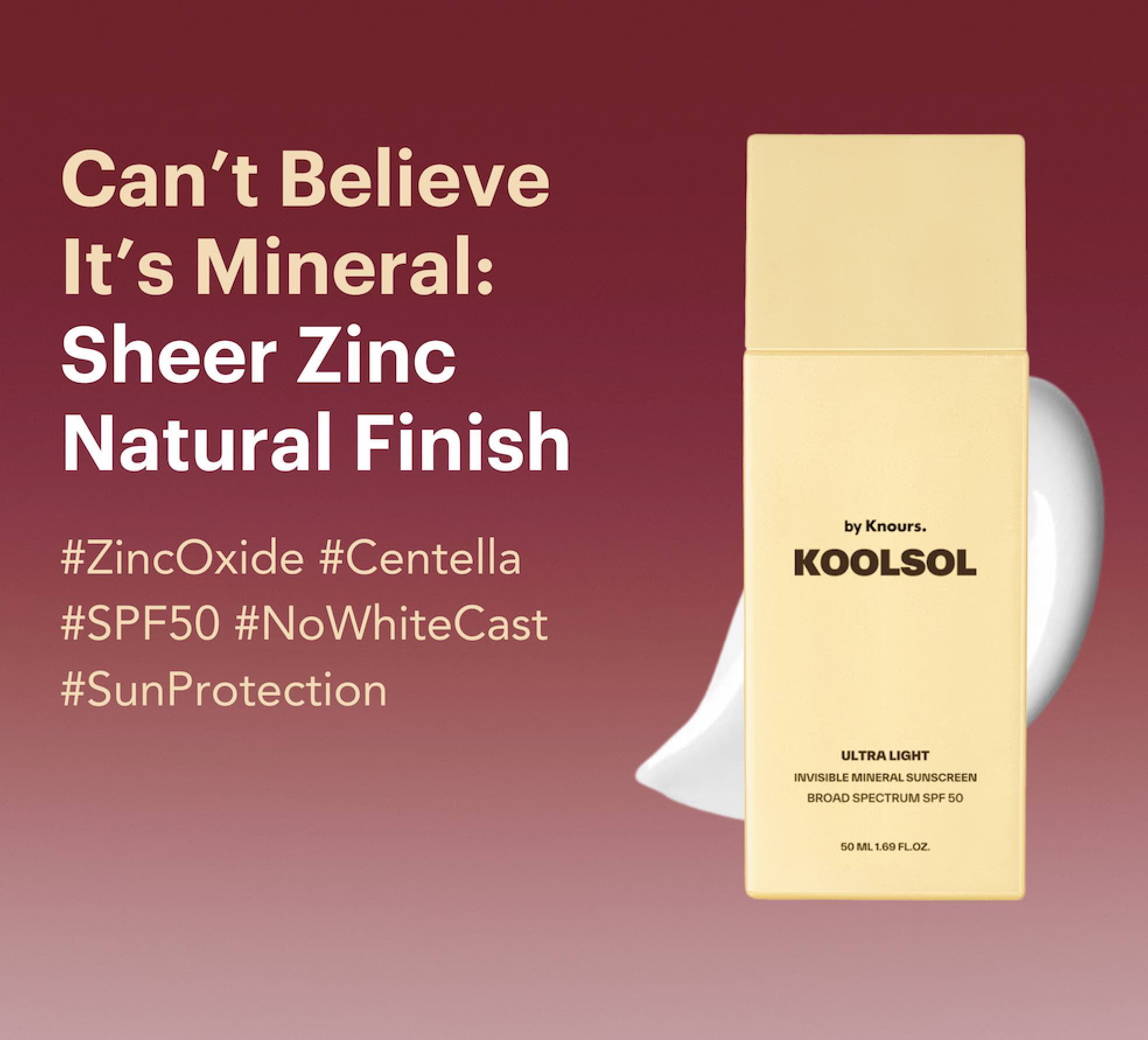 Koolsol by Knours Ultra Light Invisible Mineral Sunscreen Broad Spectrum SPF 50 (1.69 fl oz) x4eac