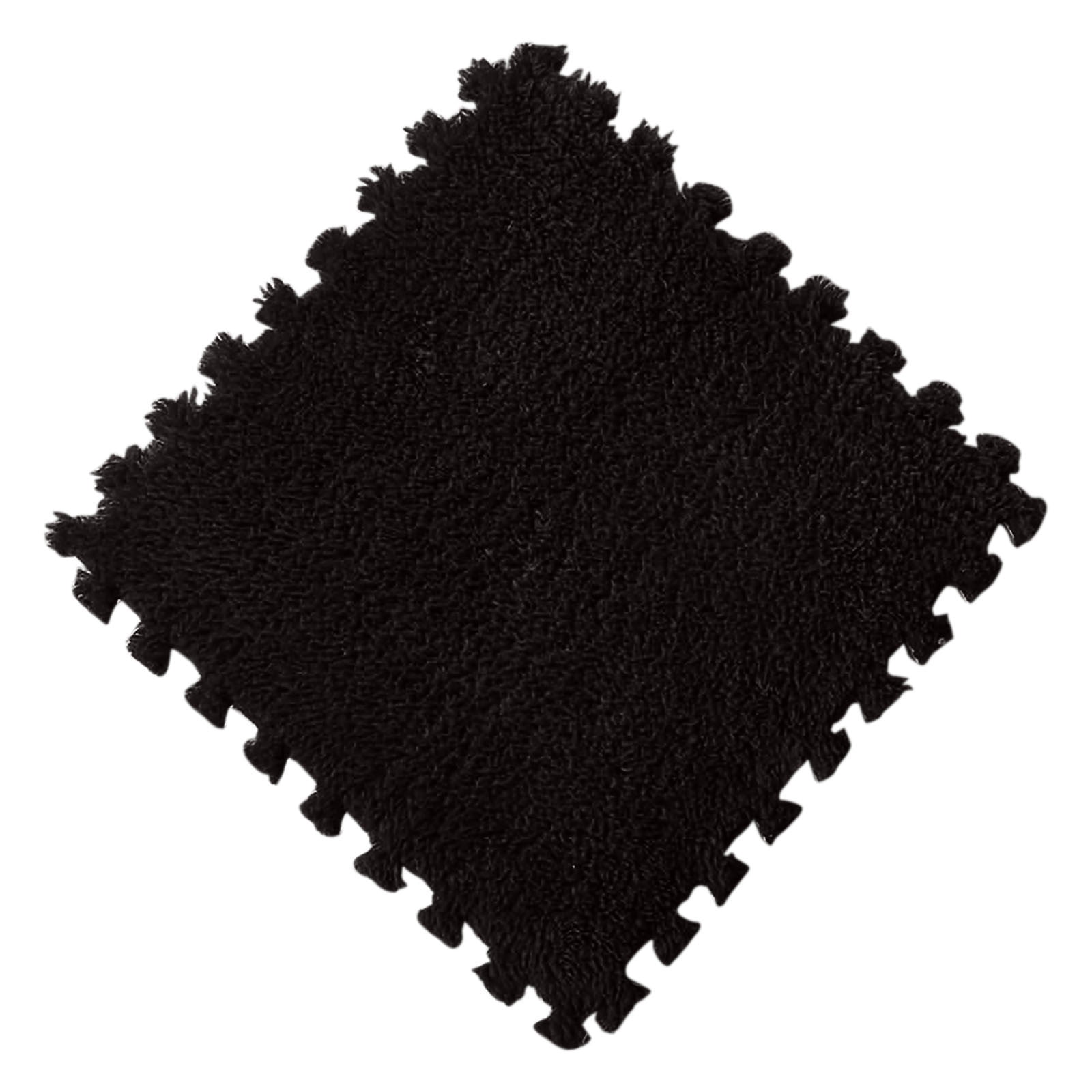 YuXinYang Plush Interlocking Foam Floor Tiles Soft Puzzle Carpet Mats for Kids Playroom (Black, 10 Pcs) s2kfh