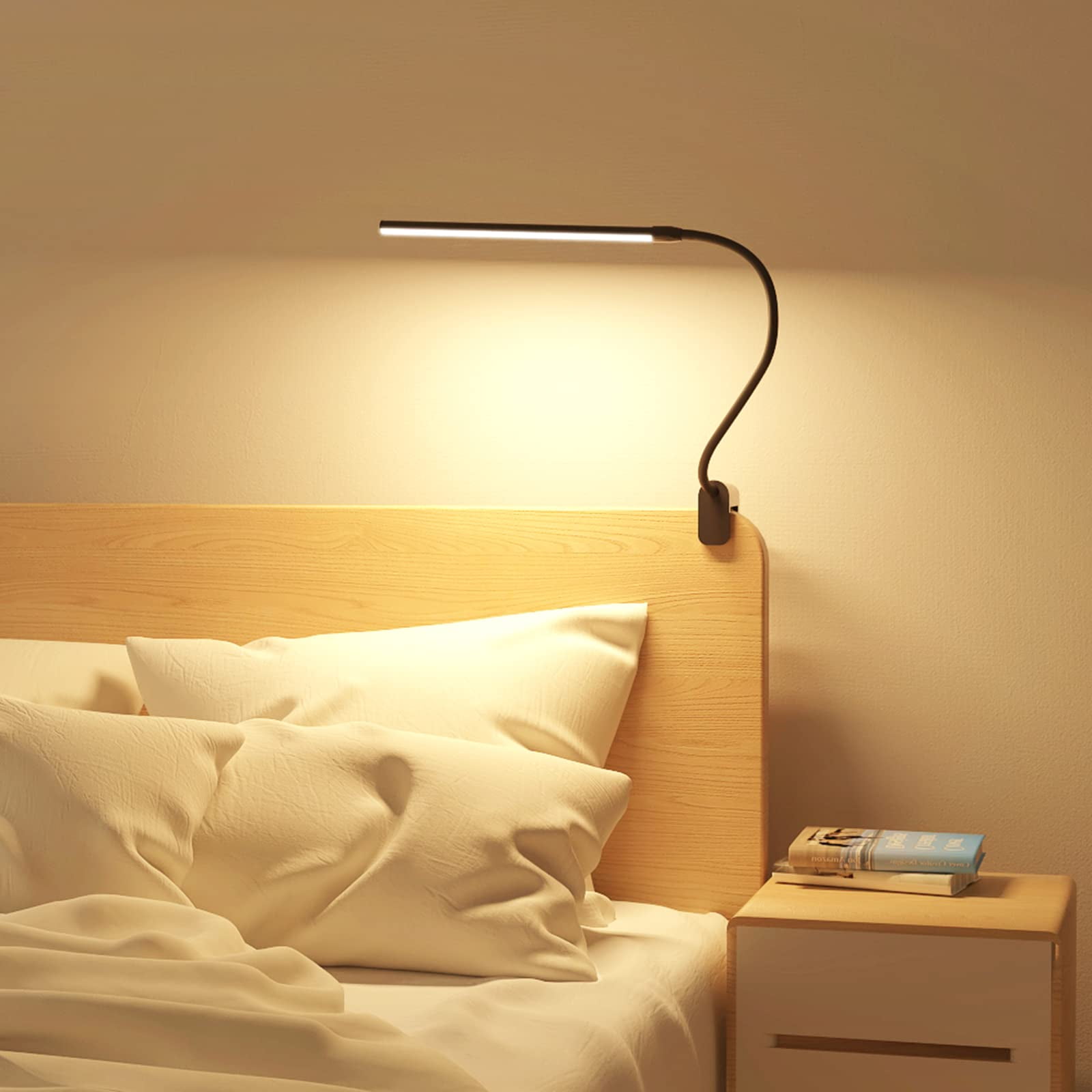 Lepro LED Clip-on Desk Lamp Dimmable USB Reading Light with Flexible Gooseneck (Black, 1 Pack) guusa