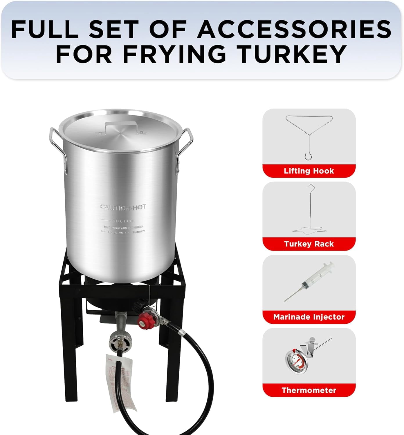 Red Mountain Valley Propane Outdoor Turkey Fryer Set with Basket and Dual Pots (Red, 30 qt and 10 qt) pquzj - Image 5
