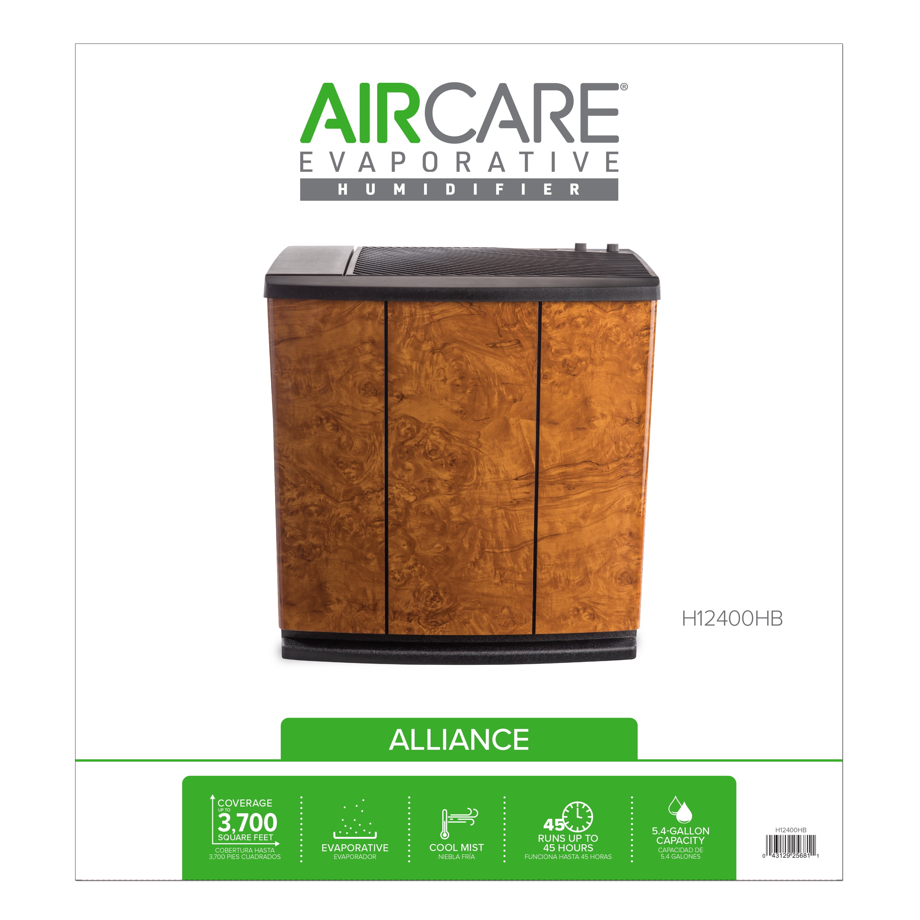 AIRCARE H12-400HB Whole-House Evaporative Humidifier with Comfort Sensor (Oak Burl, 3700 sq ft) ebbhi