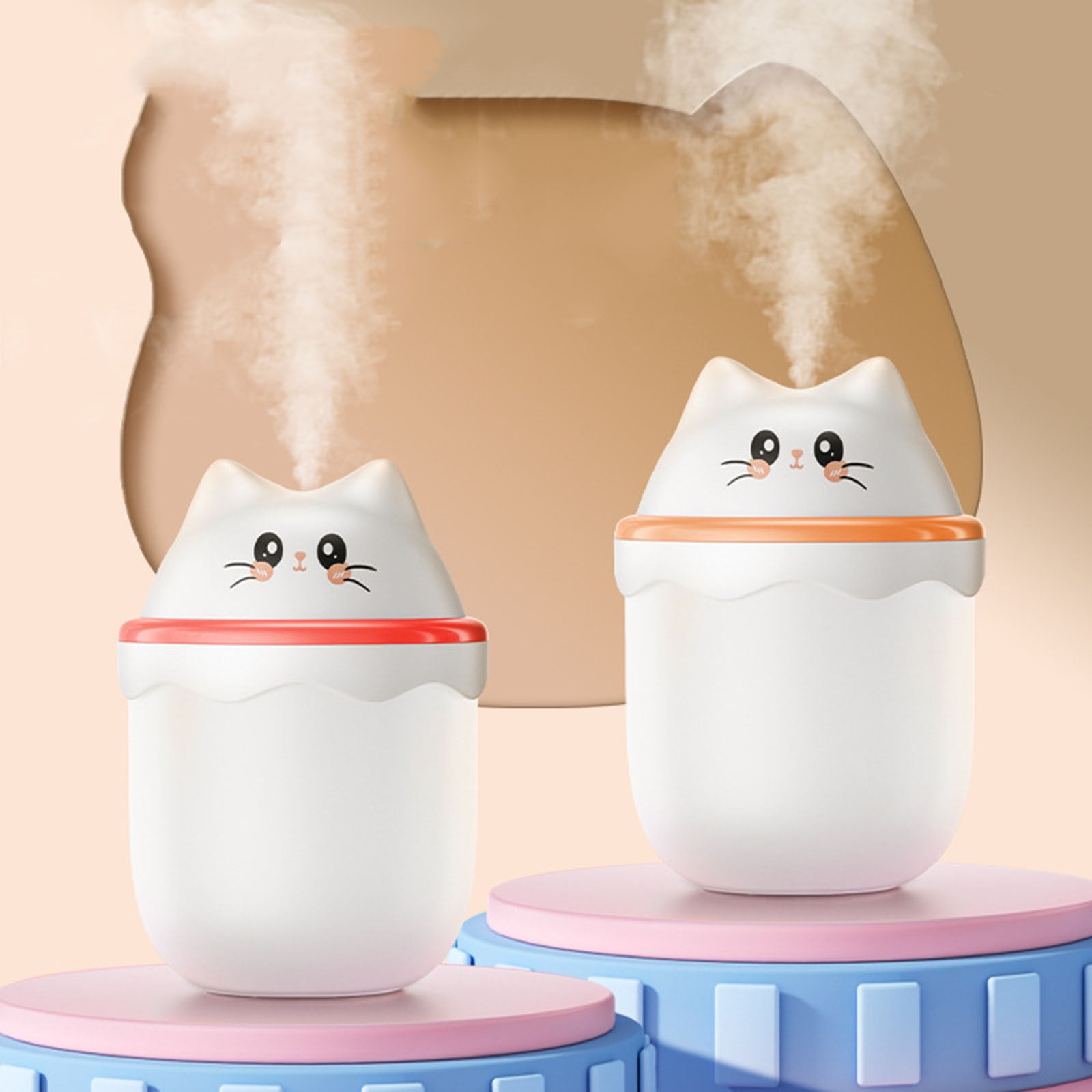 Yoziaaoa Mini Ultrasonic Humidifier, Cute Cat Mist Diffuser for Bedroom and Car (Red, 2.95 in x 4.17 in) 3nzrr