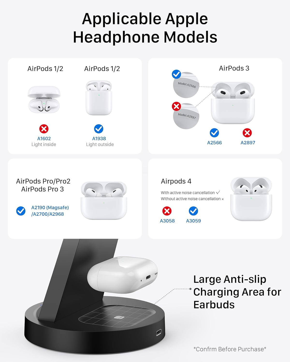 ETEPEHI 3-in-1 Wireless Charging Station for iPhone, iWatch, and AirPods (Black, 18W) nq7cv