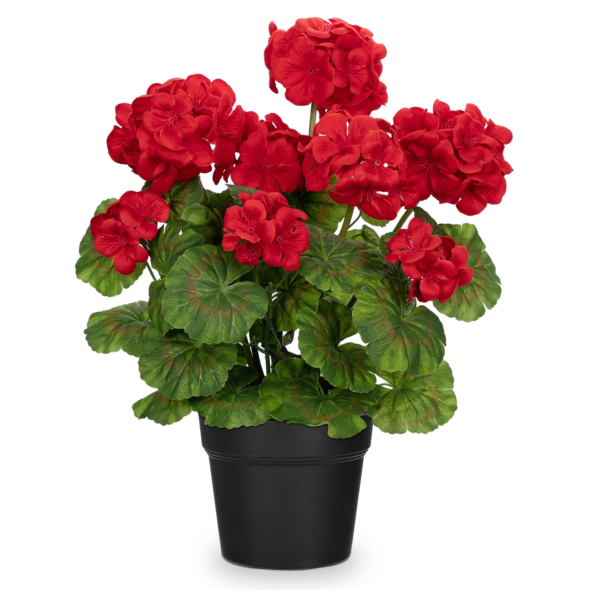 Briful Artificial Geranium Potted Plant Realistic Silk Floral Decor for Home and Office (Red, 16 in) g0vx4