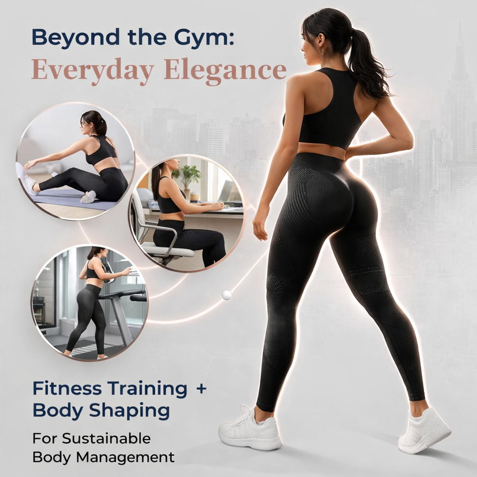 Generic High Waist Sculpting Leggings 3D Seamless Compression Yoga Workout Pants (Grey, S) xcjdy