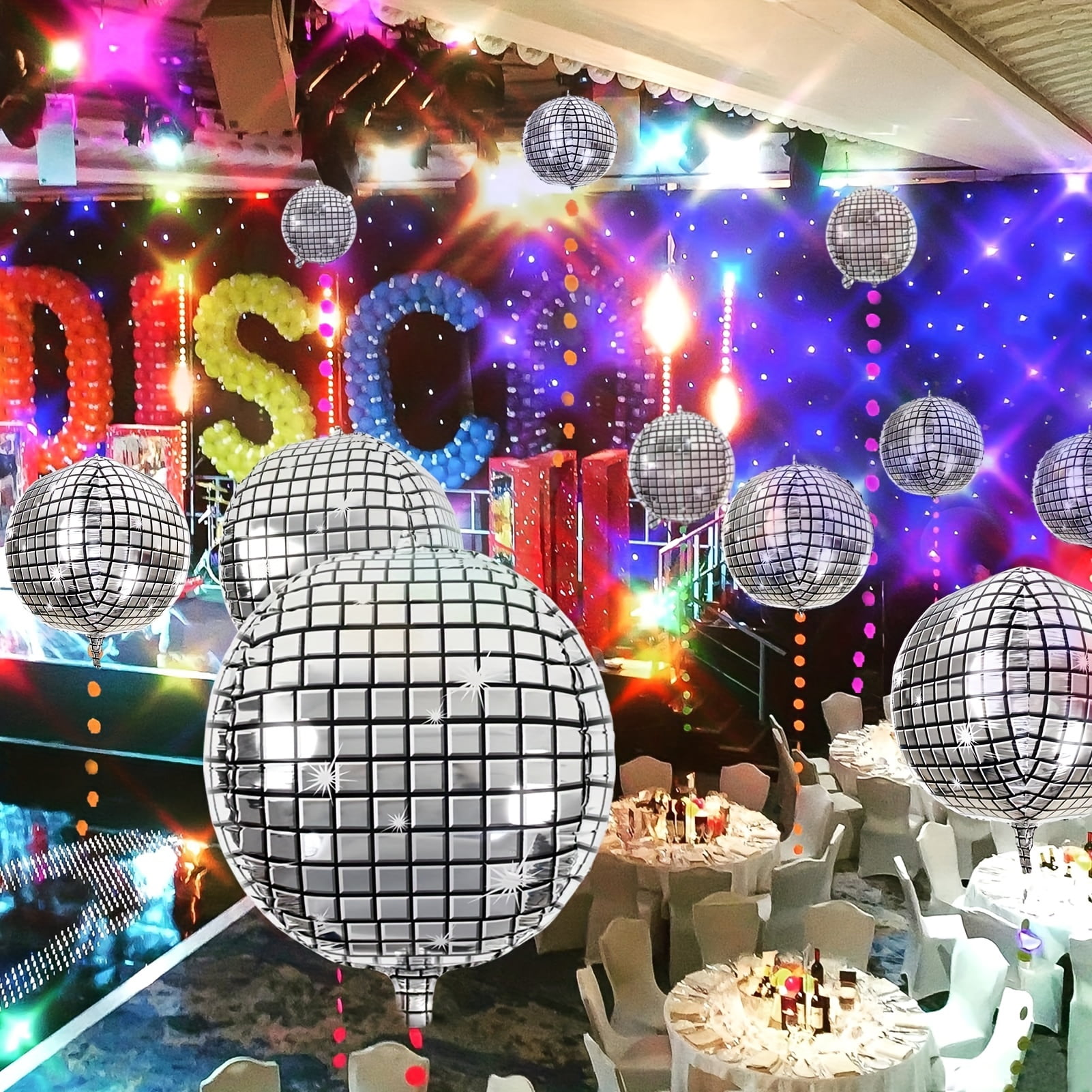 Beyondtrade 4D Metal Silver Disco Themed Party Balloons Set (20 Pieces, 10 in to 32 in) ymxz9