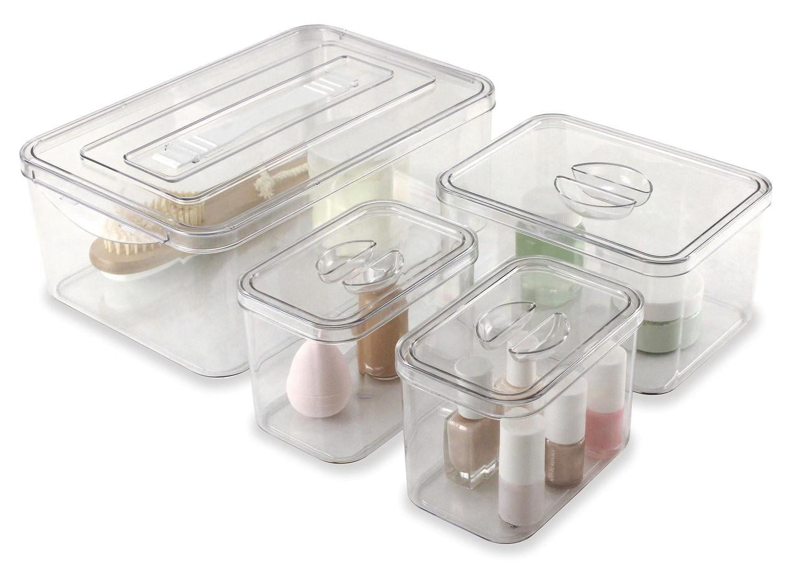 Swissco Stackable & Nesting Plastic Organizing Storage Bins for Arts, Crafts, and Jewelry (Clear, 4-Piece Set) 358y3