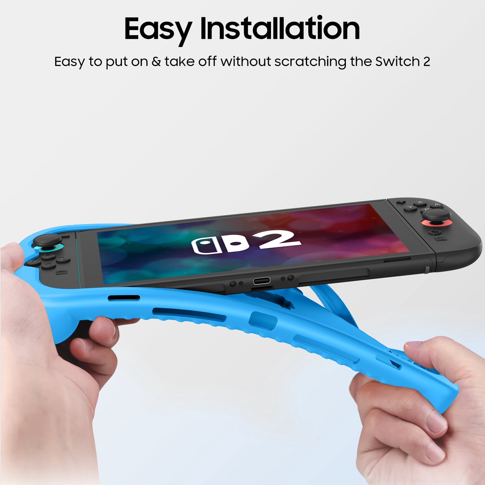 Fintie Protective Case for Nintendo Switch 2 (2025), Ergonomic Silicone Grip Cover with Game Card Slots (Blue) c96kt