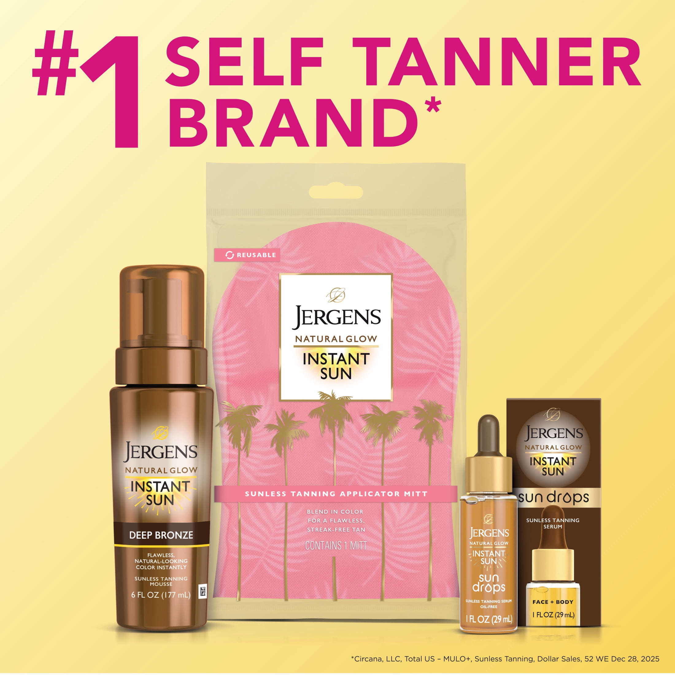 Jergens Natural Glow Instant Sun Sunless Tanning Mousse, Streak-Free Self Tanner for Deep Bronze Tan (Deep Bronze, 6 fl oz) kx51w