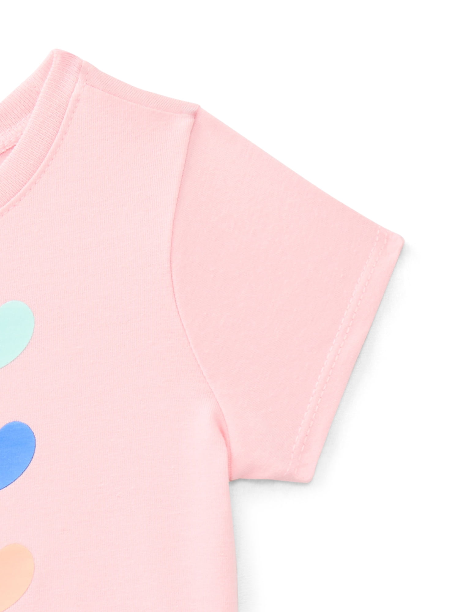 Wonder Nation Baby Girls Crewneck Tee Short Sleeve Soft Cotton Blend (White, 0-24 Months) 3xuc4